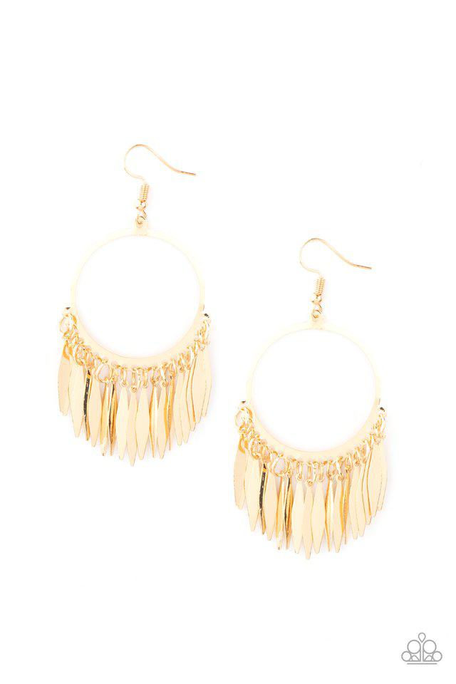 Radiant Chimes Gold Earrings - Paparazzi Accessories- lightbox - CarasShop.com - Paparazzi Jewelry by Cara Jewels