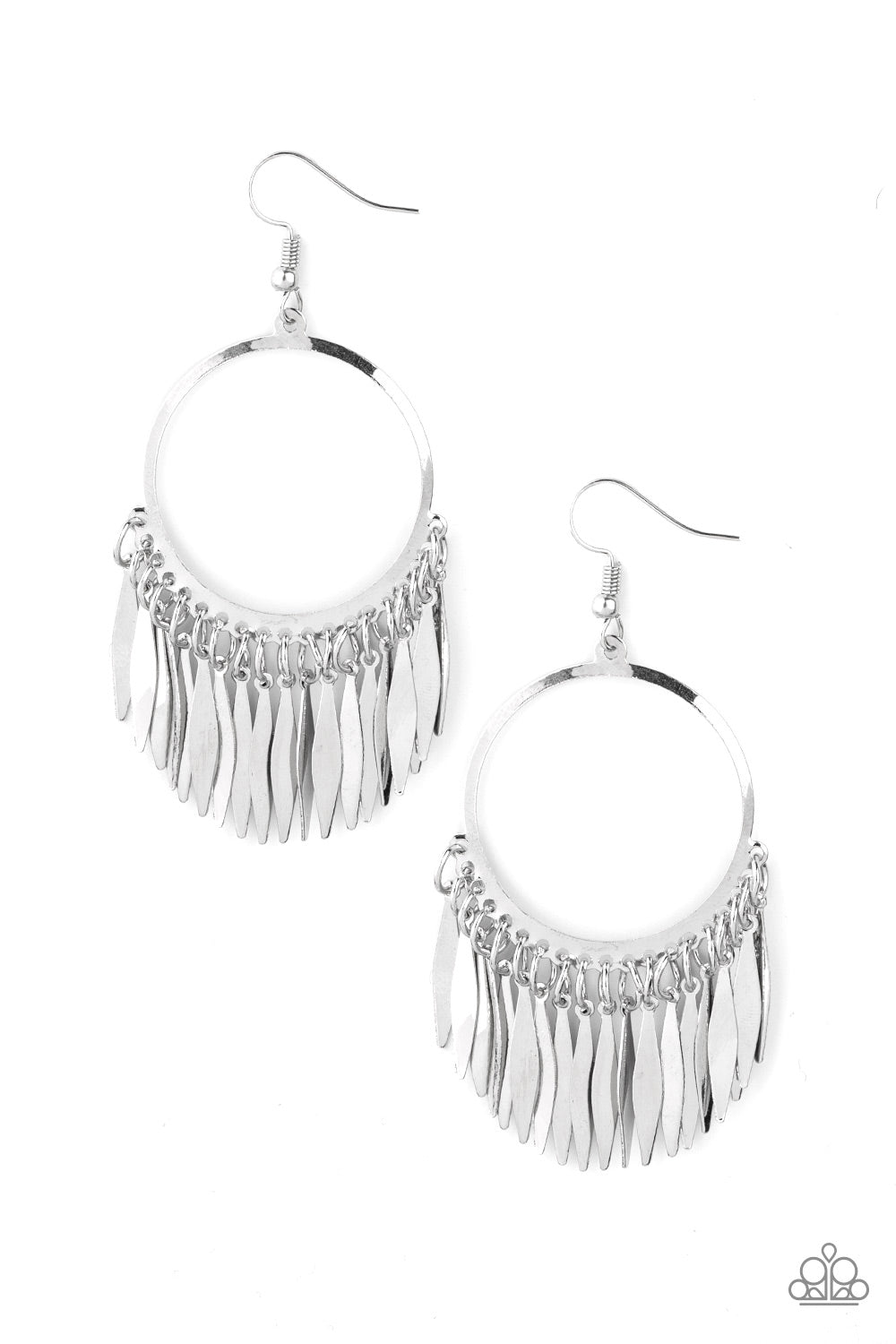 Radiant Chimes Silver Earrings - Paparazzi Accessories- lightbox - CarasShop.com - Paparazzi Jewelry by Cara Jewels