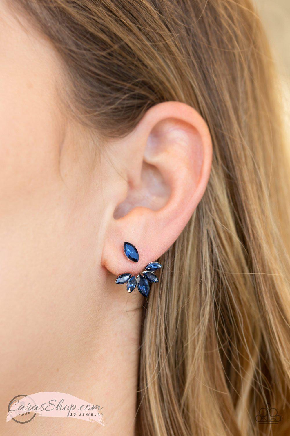 Radical Refinement Sapphire Blue double-sided Post Earrings - Paparazzi Accessories- lightbox - CarasShop.com - Paparazzi Jewelry by Cara Jewels