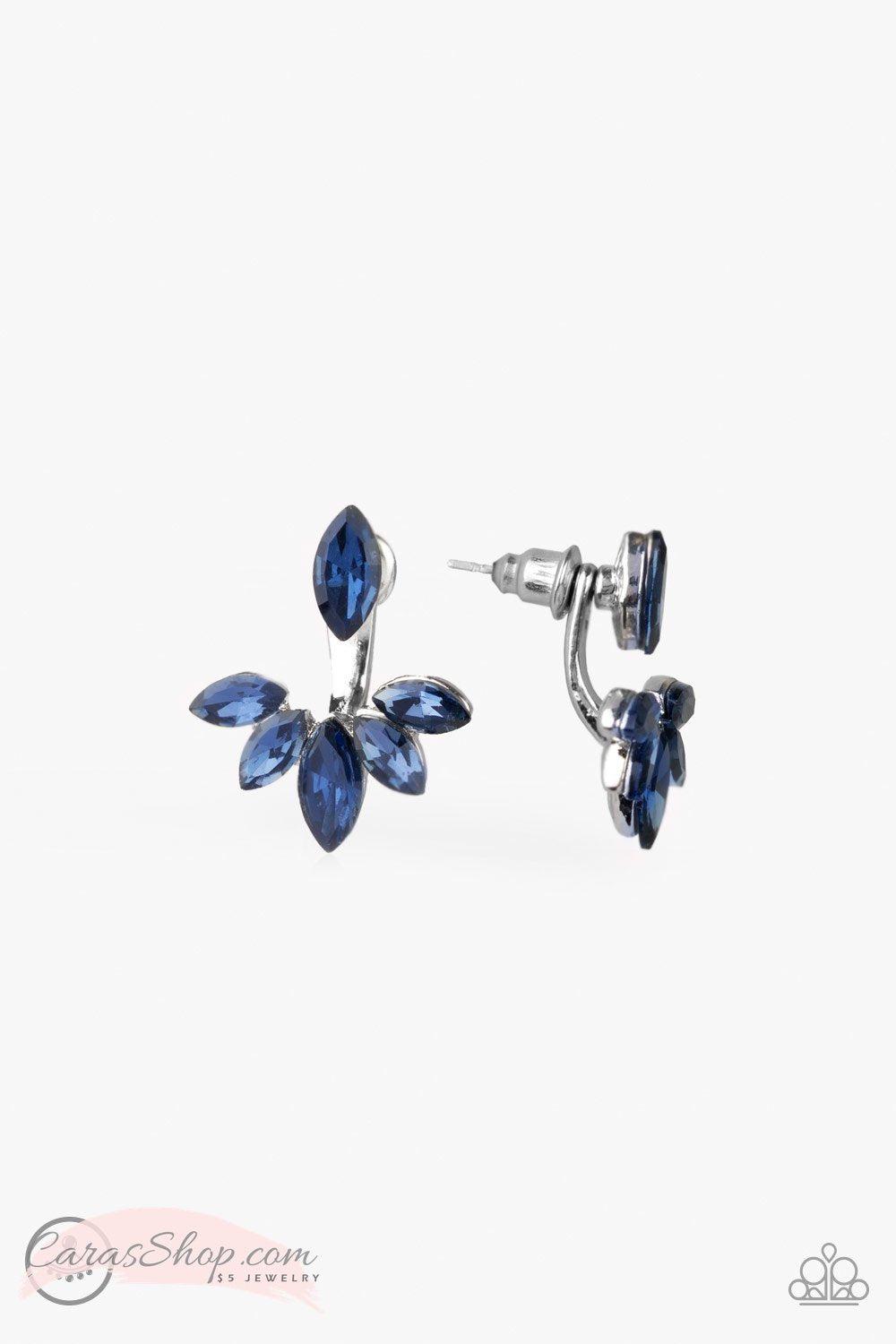 Radical Refinement Sapphire Blue double-sided Post Earrings - Paparazzi Accessories- on model - CarasShop.com - Paparazzi Jewelry by Cara Jewels