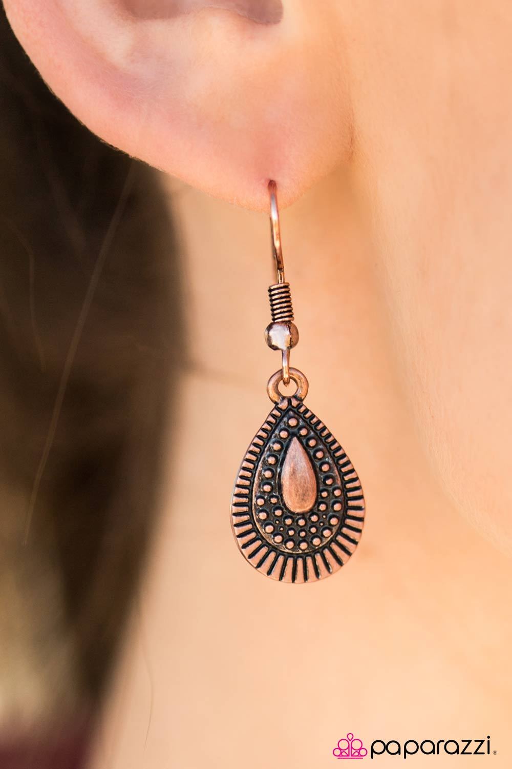 Rain Parade Copper Teardrop Earrings - Paparazzi Accessories- lightbox - CarasShop.com - Paparazzi Jewelry by Cara Jewels