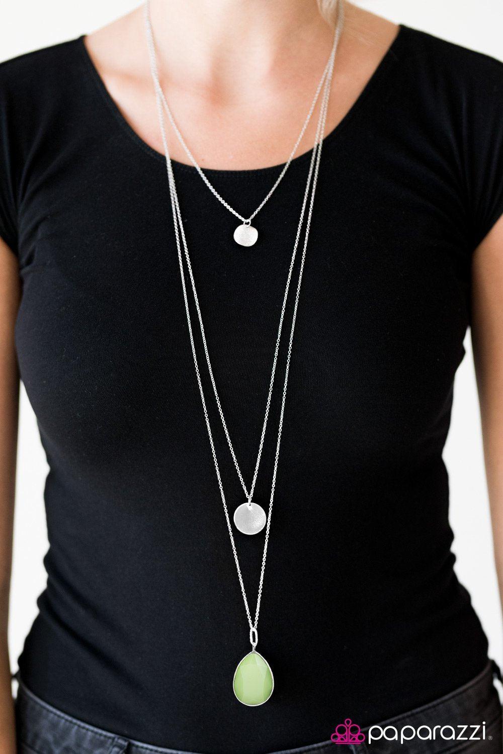 RAIN Supreme Green and Silver Necklace - Paparazzi Accessories- lightbox - CarasShop.com - Paparazzi Jewelry by Cara Jewels