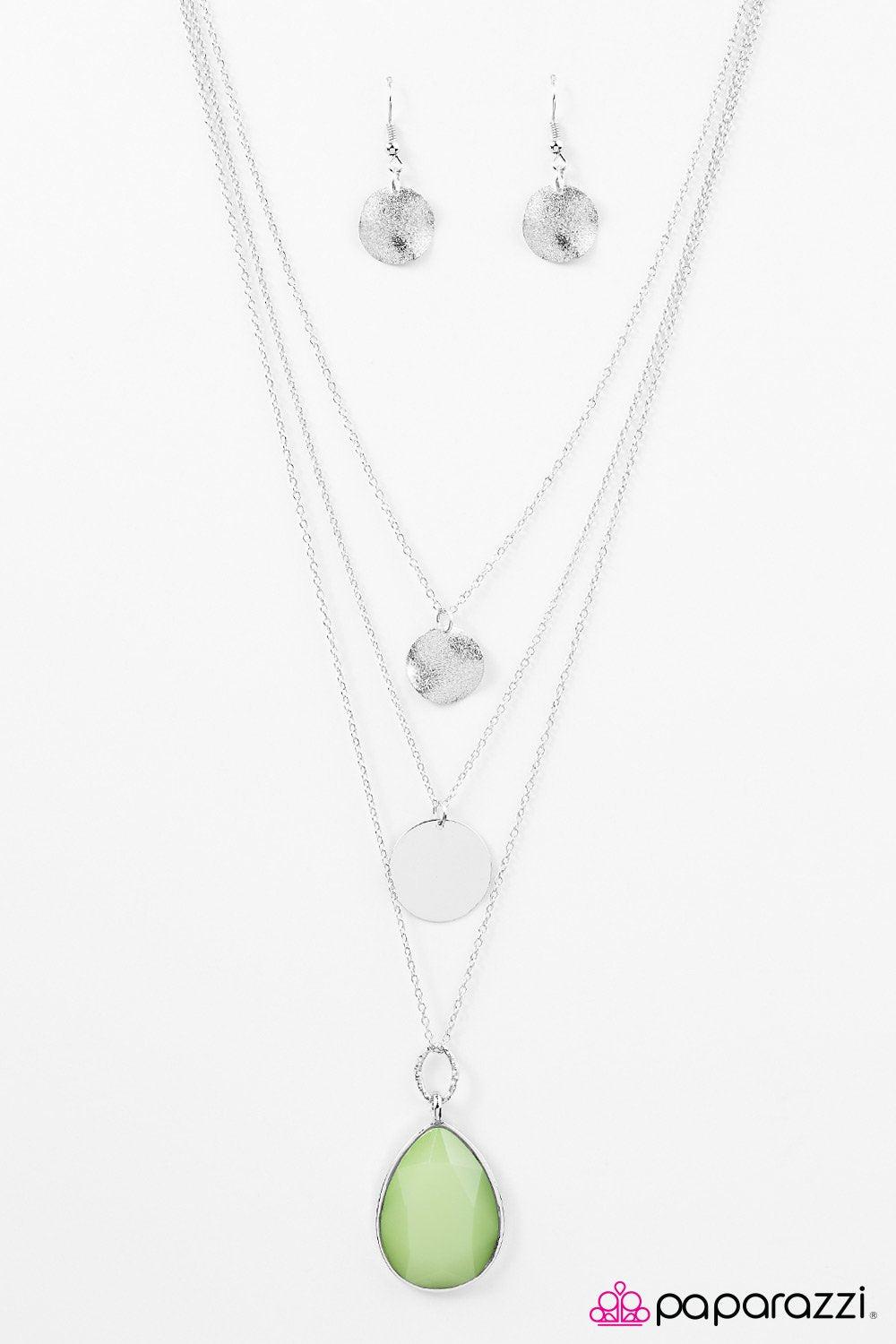 RAIN Supreme Green and Silver Necklace - Paparazzi Accessories- on model - CarasShop.com - Paparazzi Jewelry by Cara Jewels