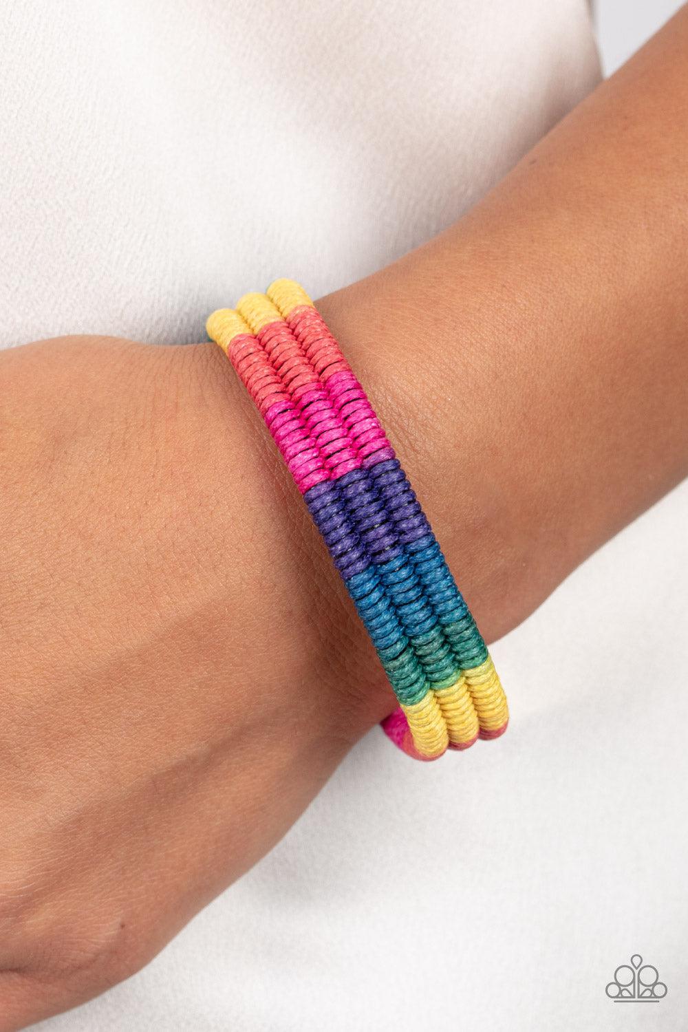 Rainbow Renegade Multi Urban Bracelet - Paparazzi Accessories- on model - CarasShop.com - Paparazzi Jewelry by Cara Jewels