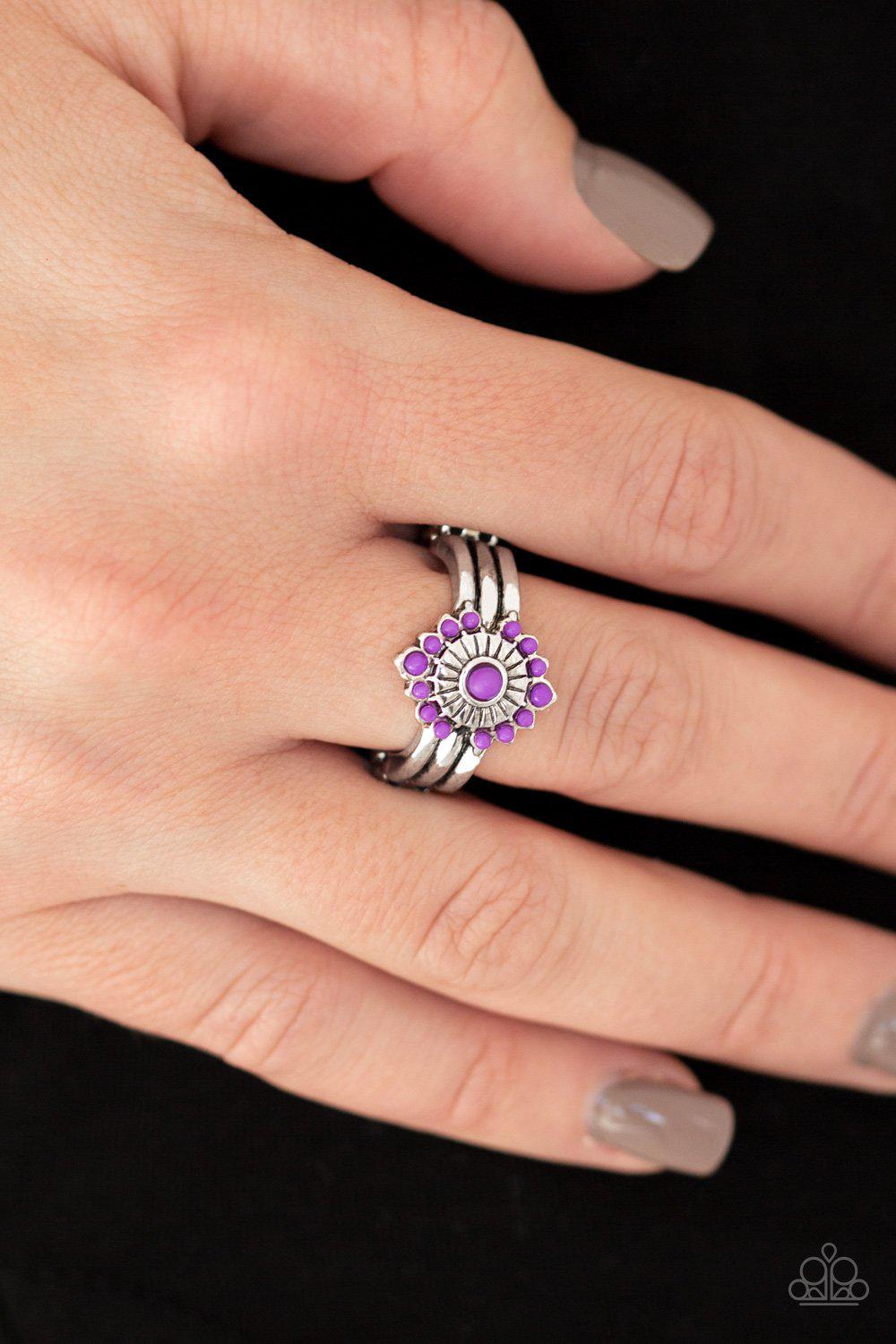 Rainbow Rivera Purple Ring - Paparazzi Accessories- lightbox - CarasShop.com - Paparazzi Jewelry by Cara Jewels