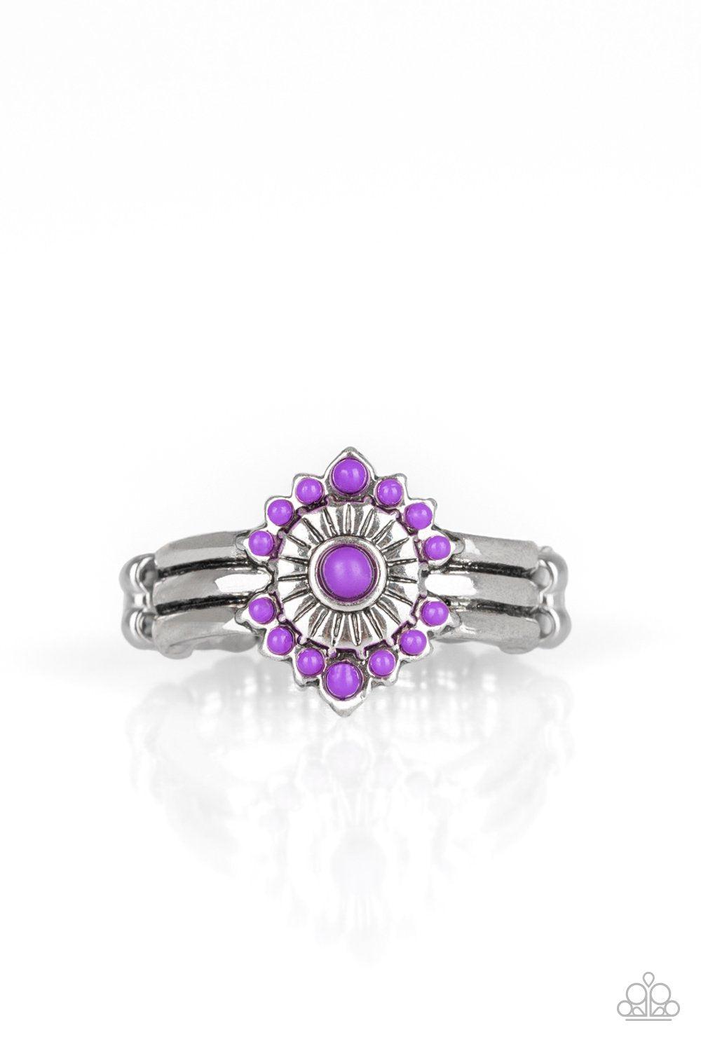 Rainbow Rivera Purple Ring - Paparazzi Accessories- on model - CarasShop.com - Paparazzi Jewelry by Cara Jewels