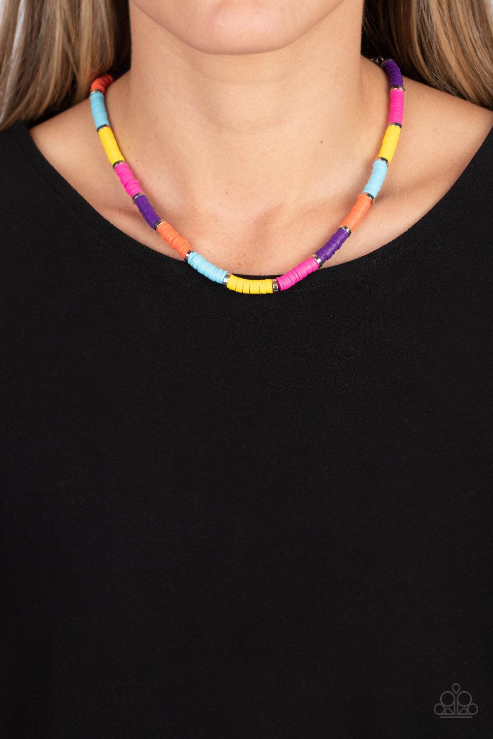 Rainbow Road Multi Necklace - Paparazzi Accessories- on model - CarasShop.com - Paparazzi Jewelry by Cara Jewels