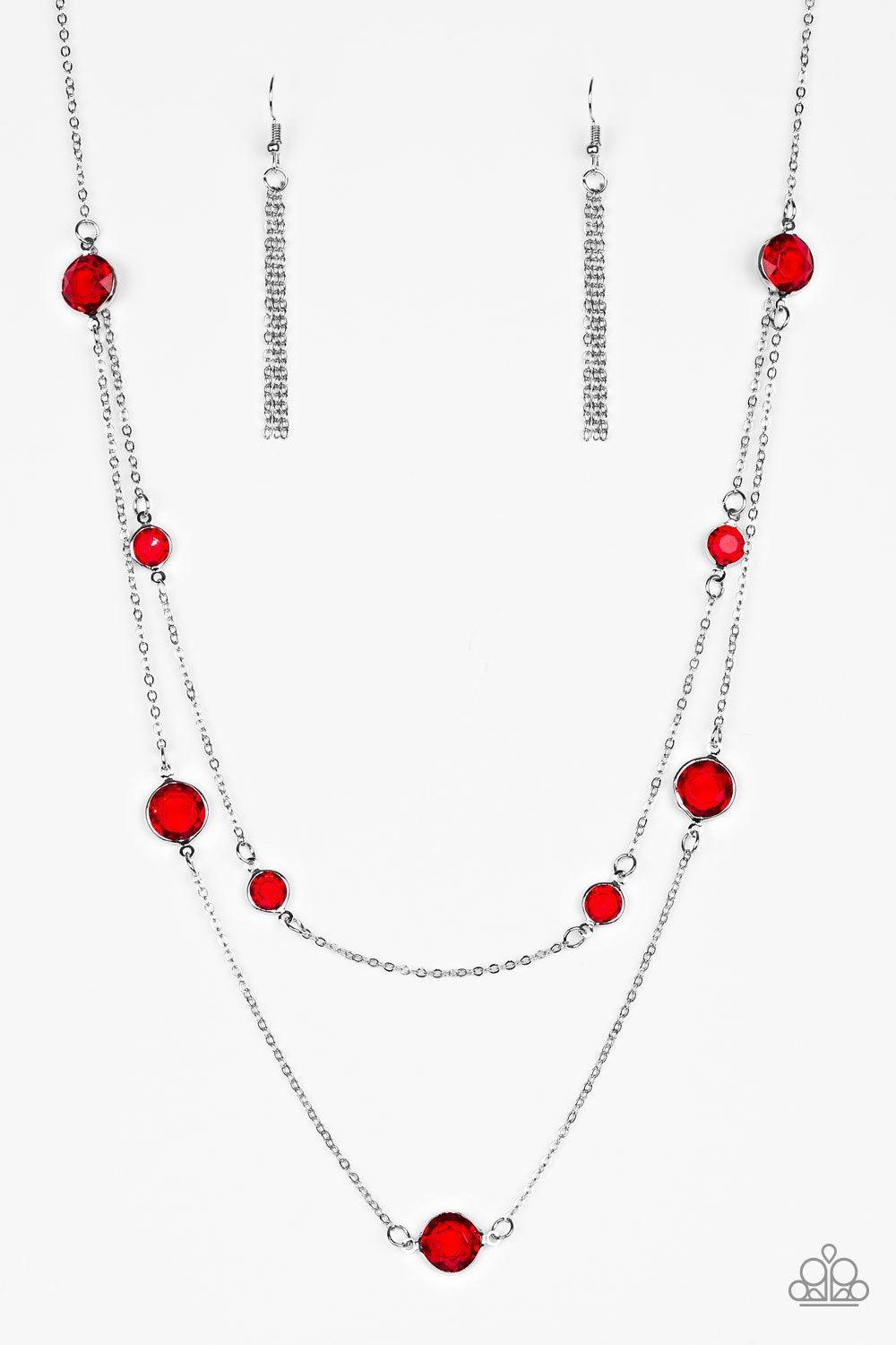 Raise Your Glass Red and Silver Necklace - Paparazzi Accessories- lightbox - CarasShop.com - Paparazzi Jewelry by Cara Jewels