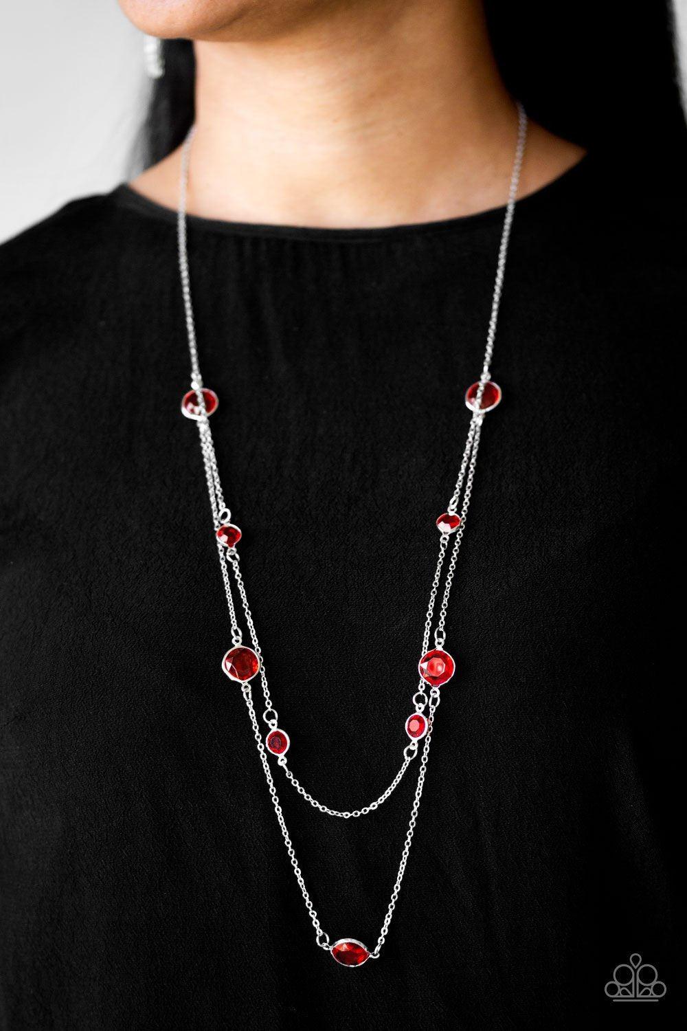 Raise Your Glass Red and Silver Necklace - Paparazzi Accessories- lightbox - CarasShop.com - Paparazzi Jewelry by Cara Jewels