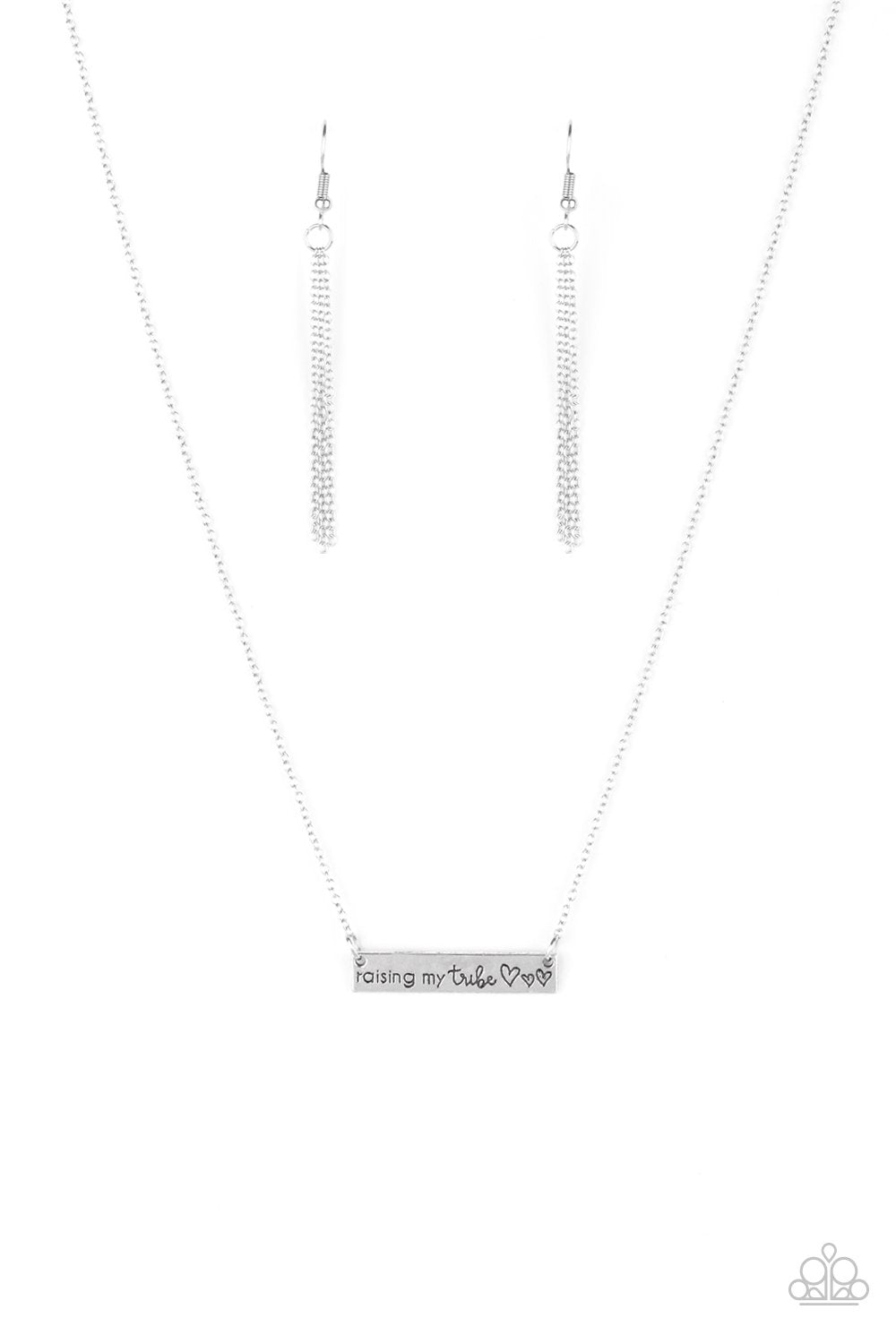 Raising My Tribe Silver Necklace and matching Earrings - Paparazzi Accessories- lightbox - CarasShop.com - Paparazzi Jewelry by Cara Jewels