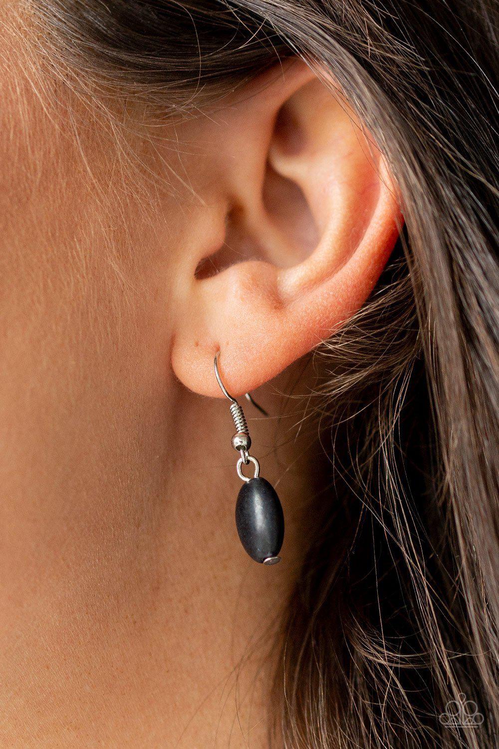 Rancho Roamer Black Stone Necklace - Paparazzi Accessories - free matching earrings -CarasShop.com - Paparazzi Jewelry by Cara Jewels