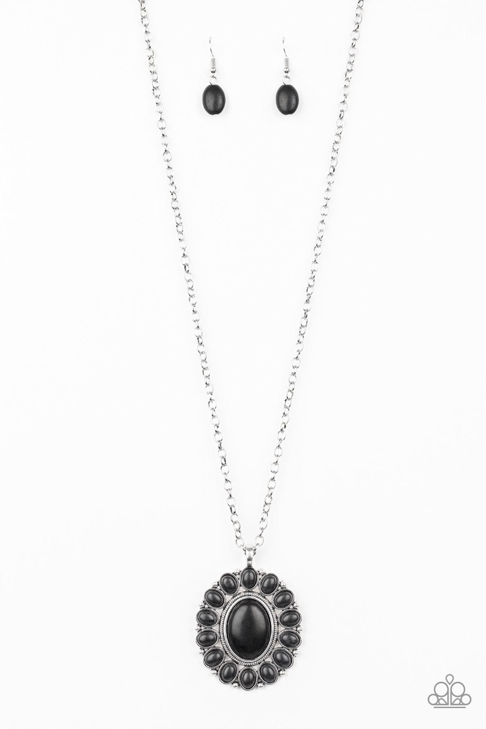 Rancho Roamer Black Stone Necklace - Paparazzi Accessories- lightbox - CarasShop.com - Paparazzi Jewelry by Cara Jewels