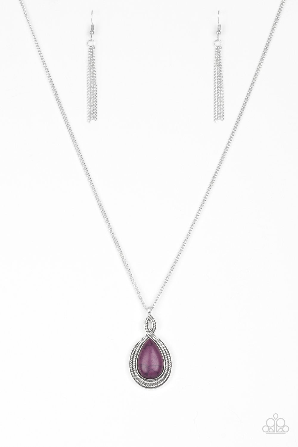 Rancho Rustler Purple Stone Teardrop Necklace - Paparazzi Accessories- lightbox - CarasShop.com - Paparazzi Jewelry by Cara Jewels