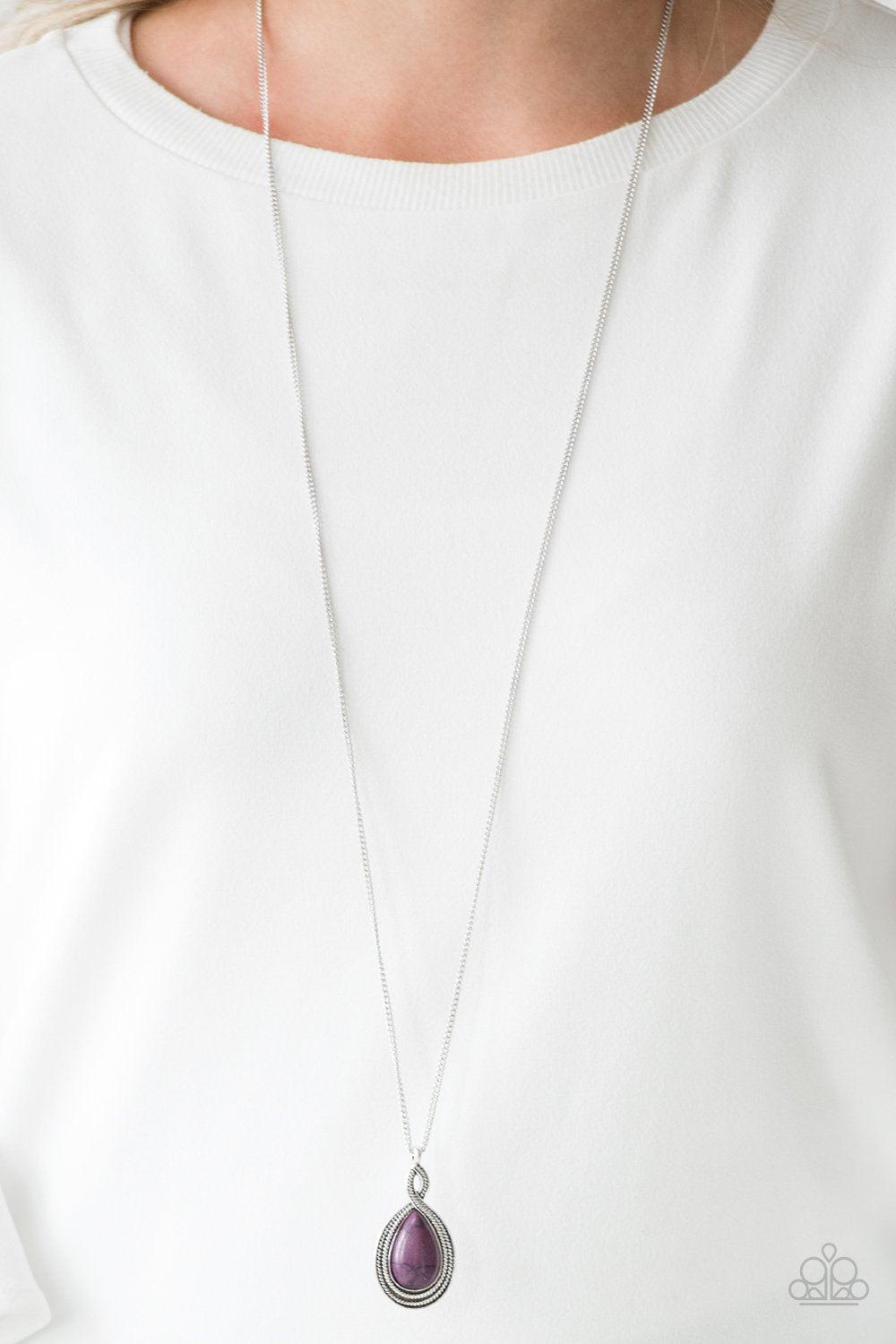 Rancho Rustler Purple Stone Teardrop Necklace - Paparazzi Accessories- lightbox - CarasShop.com - Paparazzi Jewelry by Cara Jewels