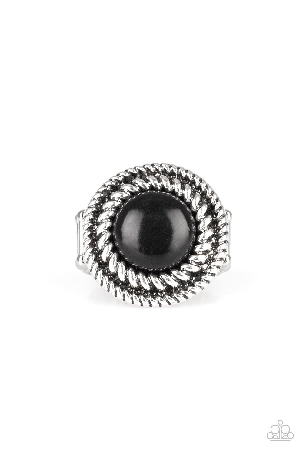 Rare Minerals Black Stone and Silver Ring - Paparazzi Accessories- lightbox - CarasShop.com - Paparazzi Jewelry by Cara Jewels