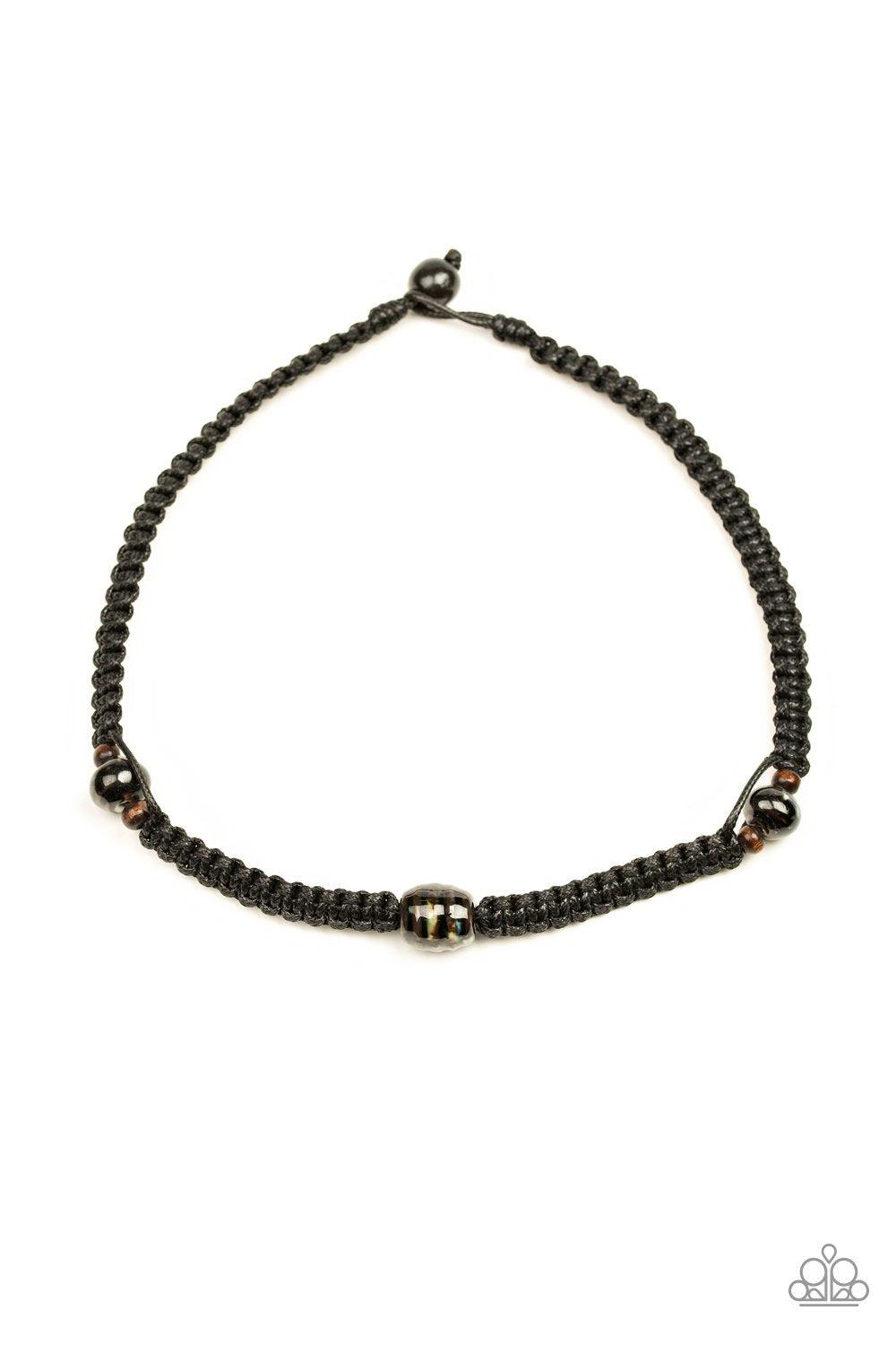 Rate Of Climb Black Urban Necklace - Paparazzi Accessories- on model - CarasShop.com - Paparazzi Jewelry by Cara Jewels