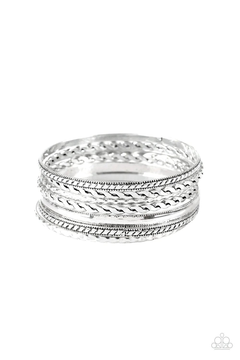 Rattle and Roll Silver Bracelet - Paparazzi Accessories- lightbox - CarasShop.com - Paparazzi Jewelry by Cara Jewels