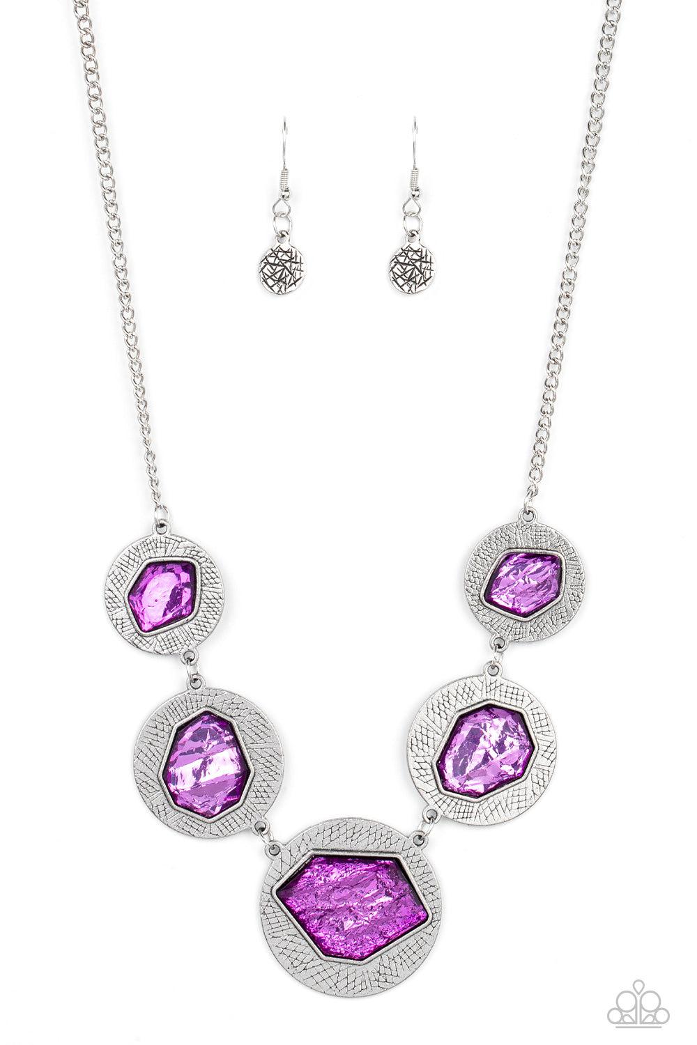 Raw Charisma Purple Gem Necklace - Paparazzi Accessories- lightbox - CarasShop.com - Paparazzi Jewelry by Cara Jewels