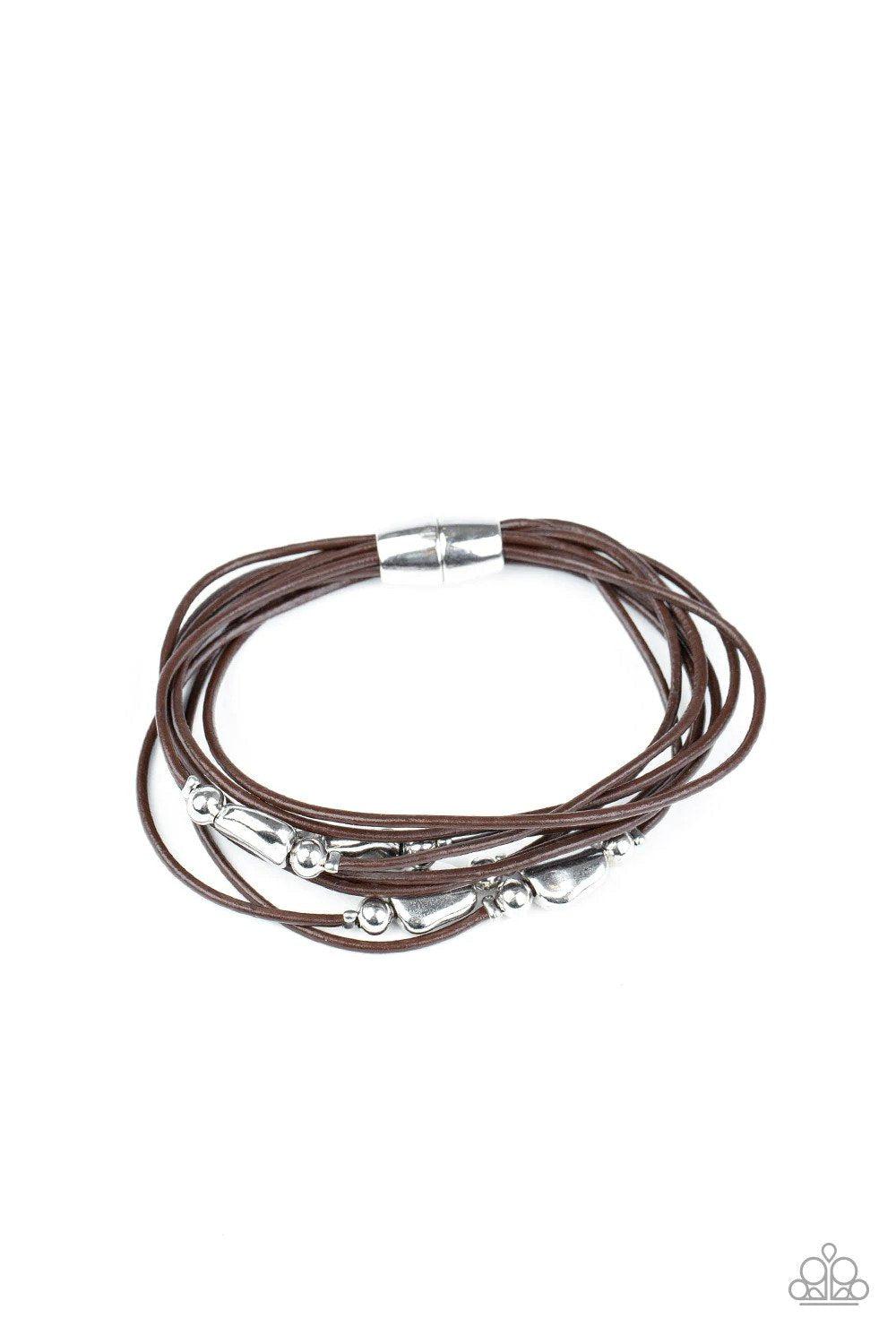 Raw Edge Brown Magnetic Bracelet - Paparazzi Accessories- lightbox - CarasShop.com - Paparazzi Jewelry by Cara Jewels