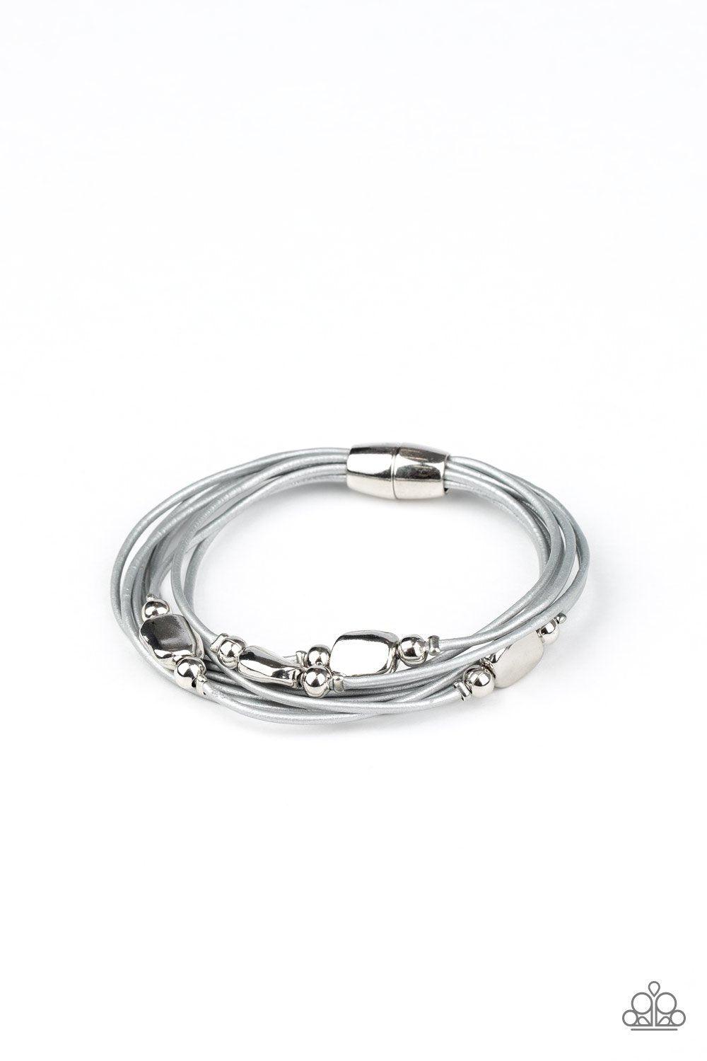 Raw Edge Silver Magnetic Bracelet - Paparazzi Accessories- lightbox - CarasShop.com - Paparazzi Jewelry by Cara Jewels
