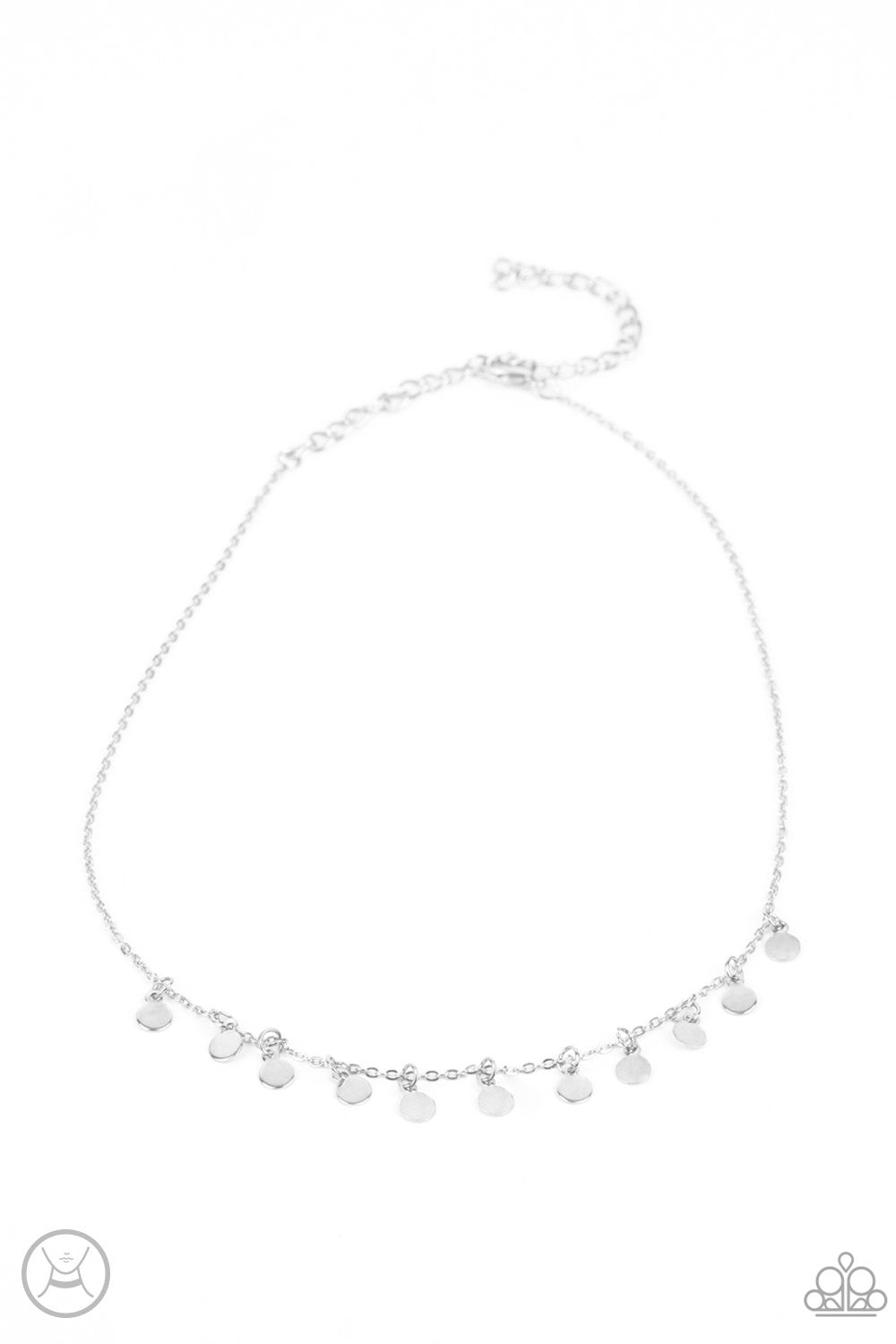 Ready, Set, DISCO! Silver Choker Necklace - Paparazzi Accessories- lightbox - CarasShop.com - Paparazzi Jewelry by Cara Jewels