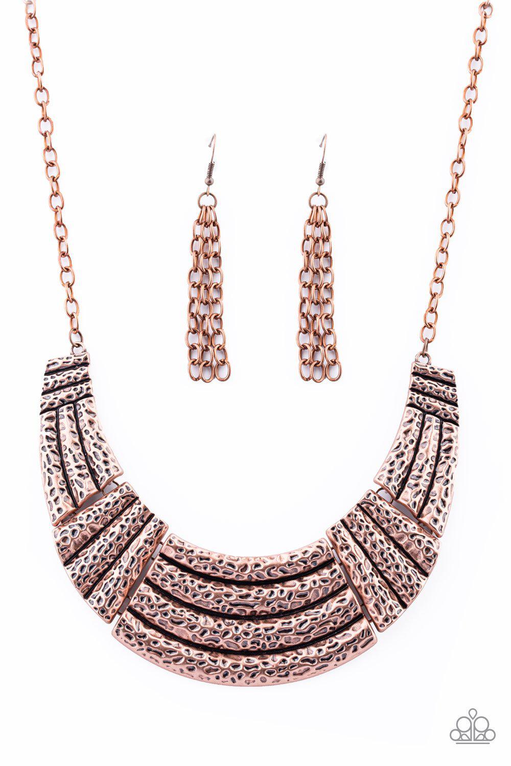 Ready To Pounce Copper Necklace - Paparazzi Accessories - free matching earrings -CarasShop.com - Paparazzi Jewelry by Cara Jewels