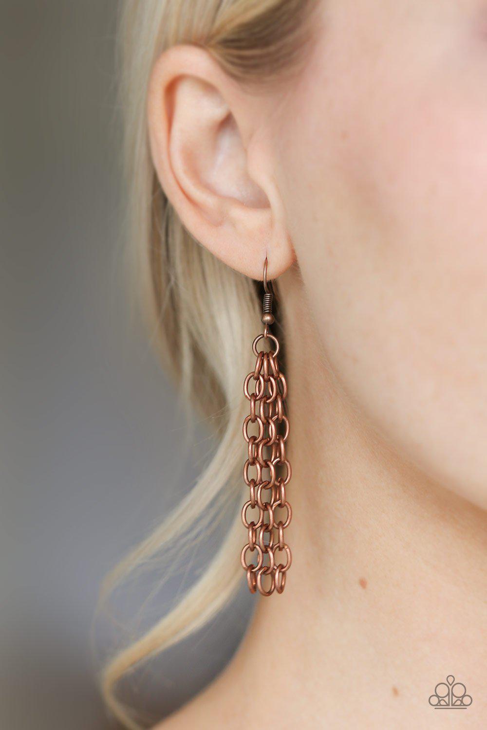 Ready To Pounce Copper Necklace - Paparazzi Accessories- on model - CarasShop.com - Paparazzi Jewelry by Cara Jewels