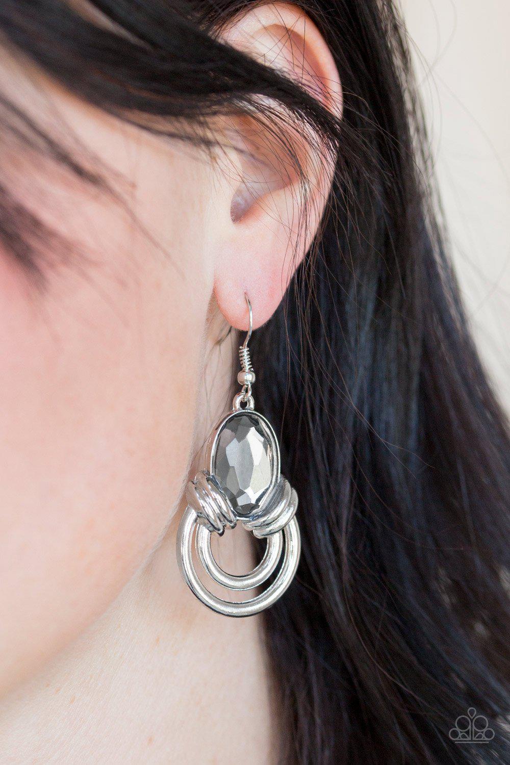 Real Queen Silver Earrings - Paparazzi Accessories- lightbox - CarasShop.com - Paparazzi Jewelry by Cara Jewels