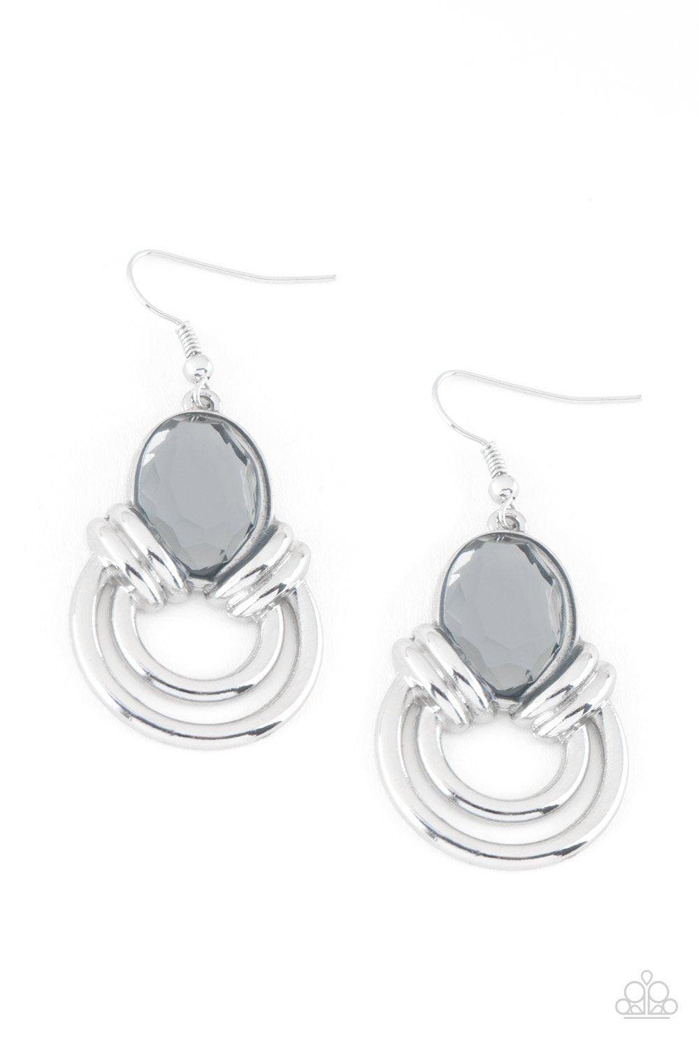 Real Queen Silver Earrings - Paparazzi Accessories- on model - CarasShop.com - Paparazzi Jewelry by Cara Jewels
