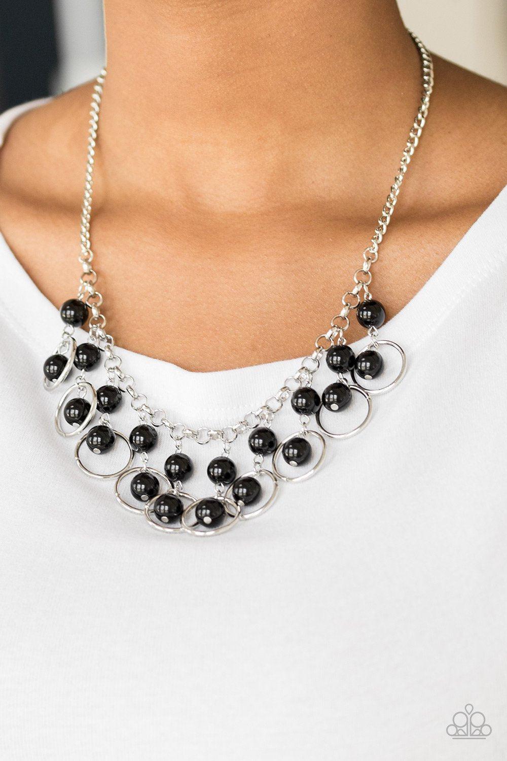 Really Rococo Black Necklace - Paparazzi Accessories- on model - CarasShop.com - Paparazzi Jewelry by Cara Jewels