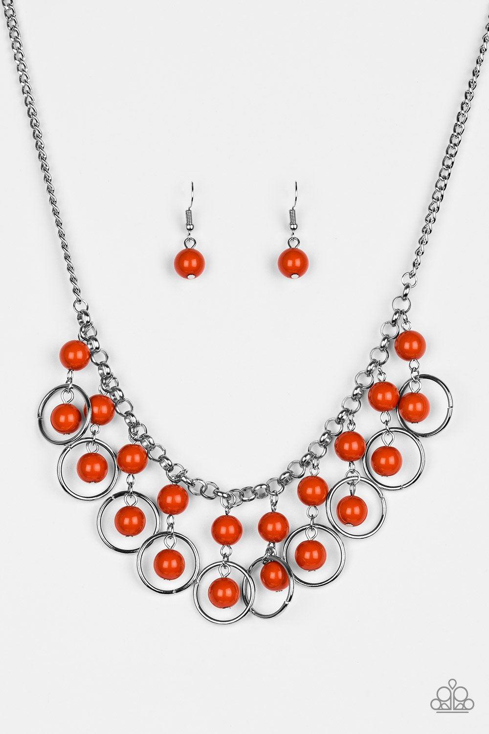 Really Rococo Orange Necklace - Paparazzi Accessories- on model - CarasShop.com - Paparazzi Jewelry by Cara Jewels
