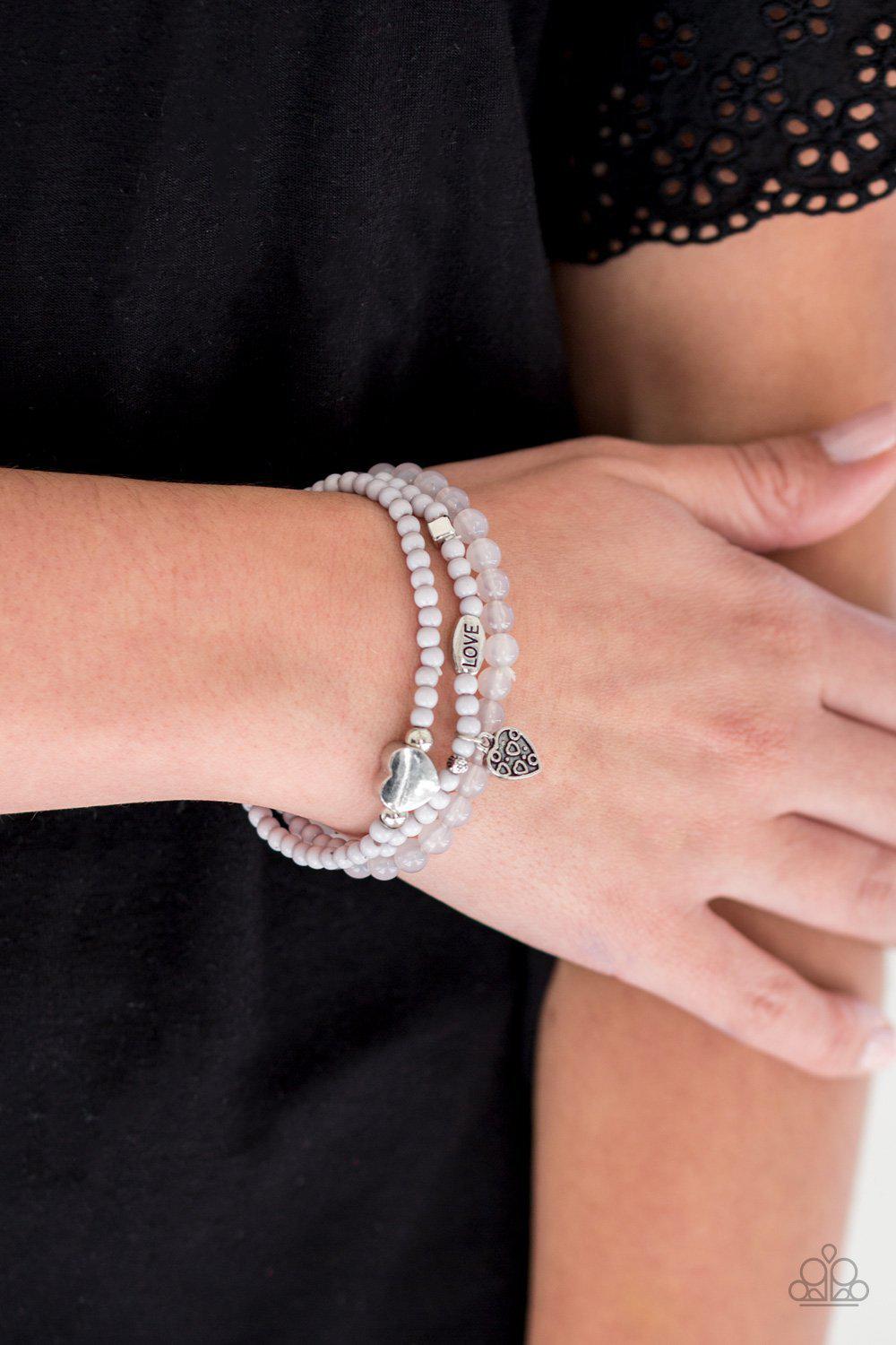 Really Romantic Silver Bracelet Set - Paparazzi Accessories- lightbox - CarasShop.com - Paparazzi Jewelry by Cara Jewels
