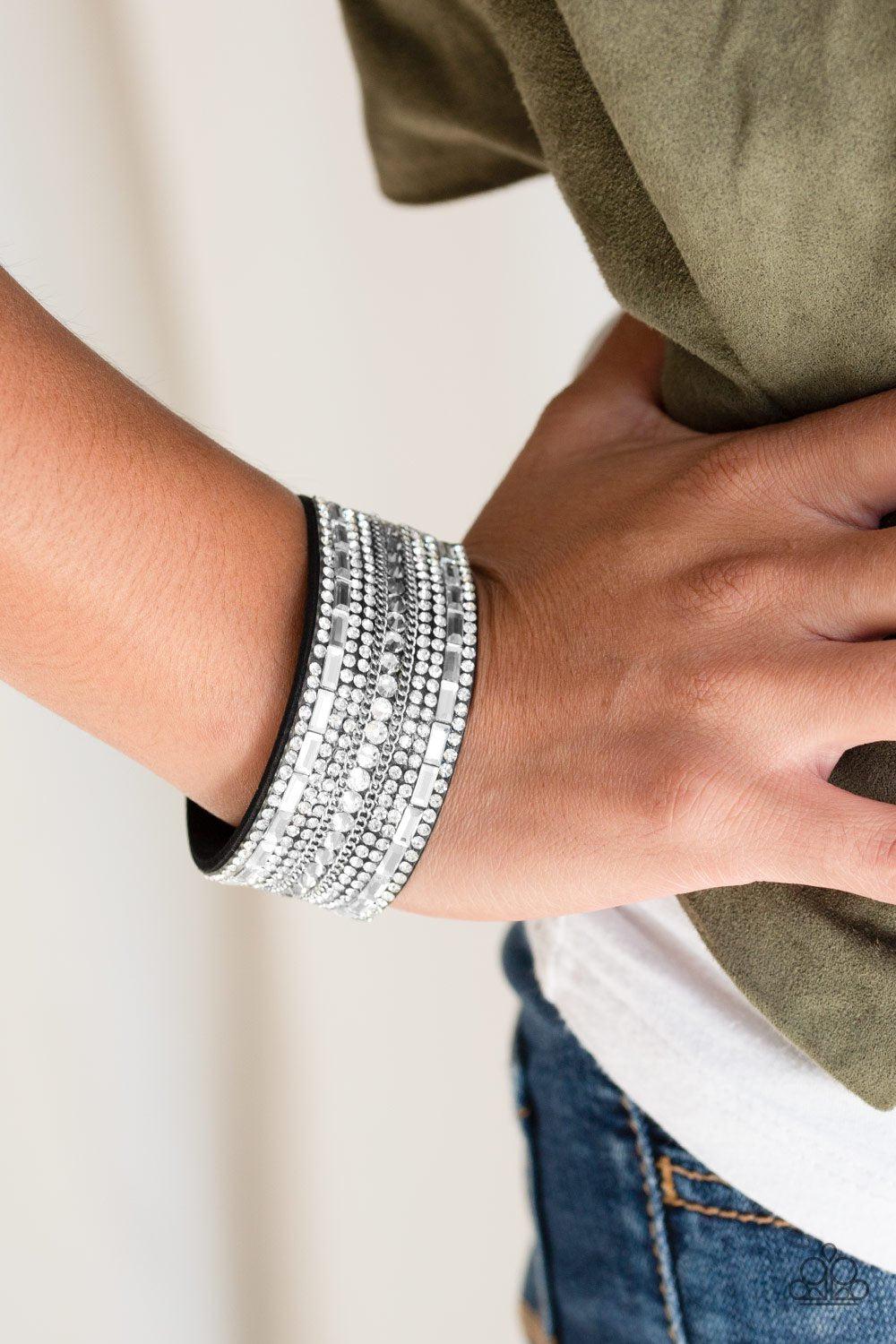 Rebel Radiance Black Wrap Snap Bracelet - Paparazzi Accessories- lightbox - CarasShop.com - Paparazzi Jewelry by Cara Jewels
