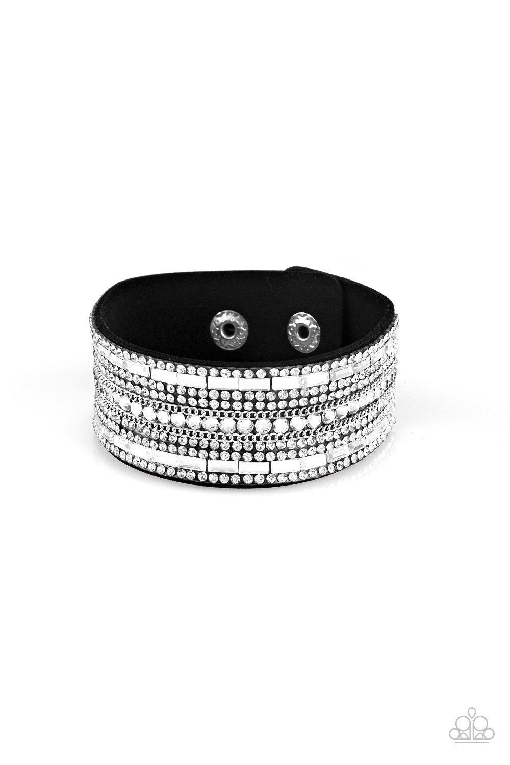 Rebel Radiance Black Wrap Snap Bracelet - Paparazzi Accessories- on model - CarasShop.com - Paparazzi Jewelry by Cara Jewels
