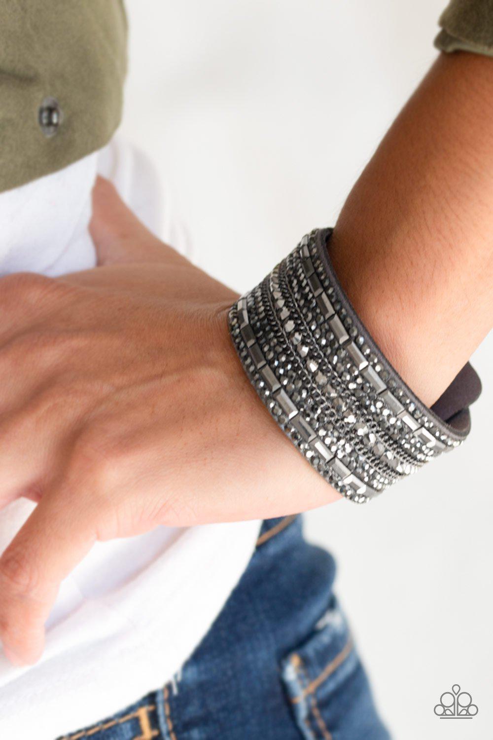 Rebel Radiance Silver Wrap Snap Bracelet - Paparazzi Accessories- lightbox - CarasShop.com - Paparazzi Jewelry by Cara Jewels