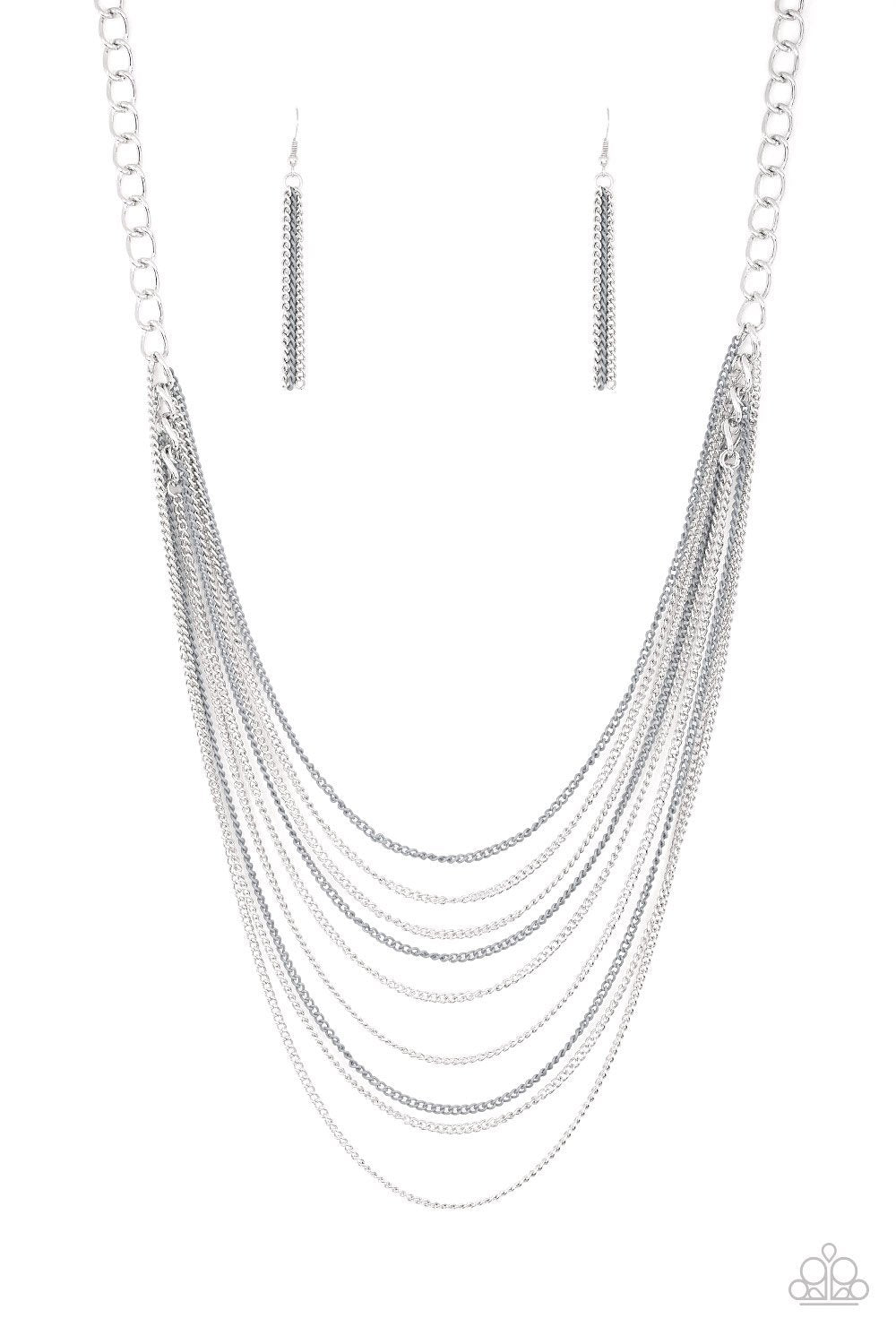 Rebel Rainbow Silver Chain Necklace - Paparazzi Accessories- lightbox - CarasShop.com - Paparazzi Jewelry by Cara Jewels