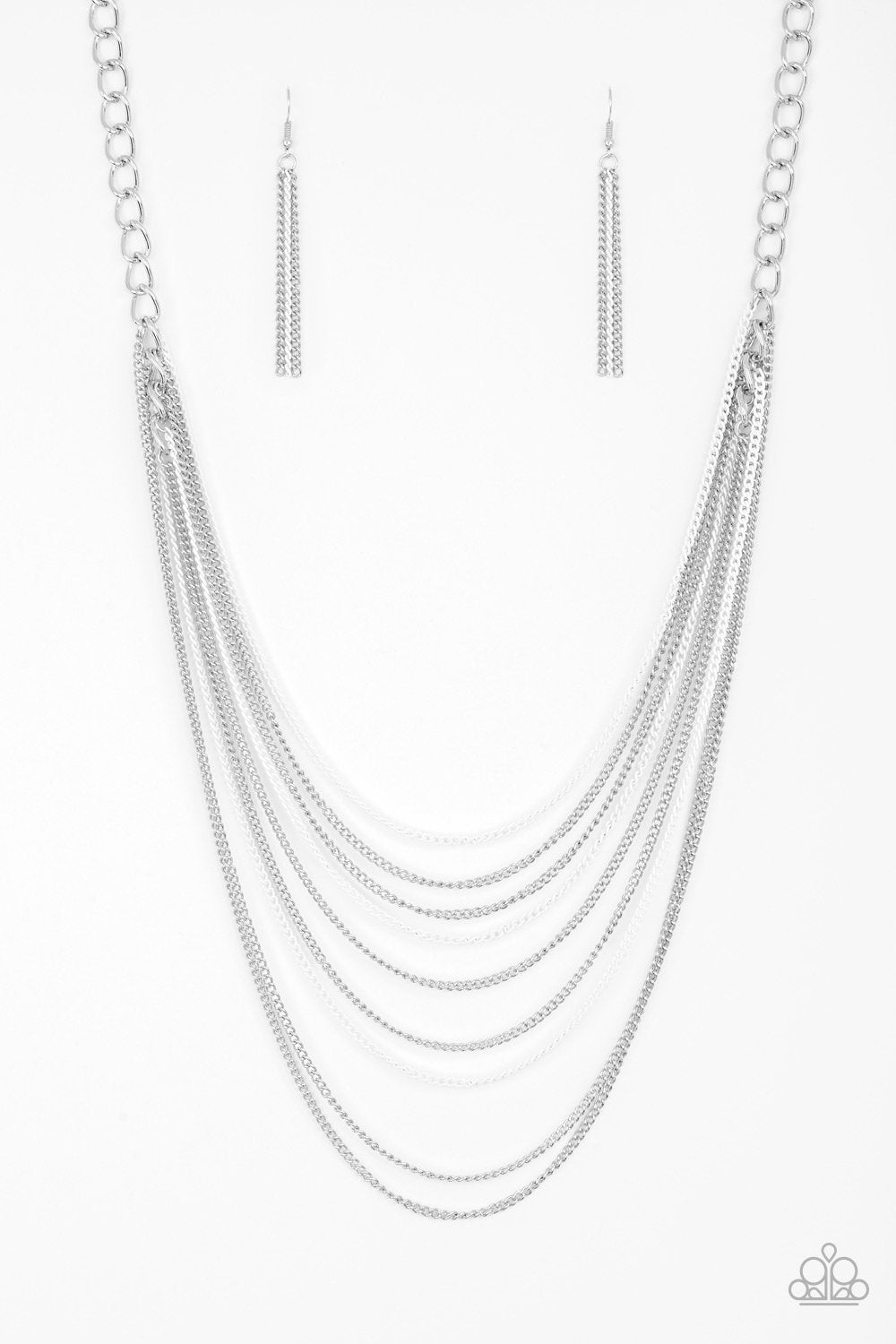 Rebel Rainbow White and Silver Chain Necklace - Paparazzi Accessories- lightbox - CarasShop.com - Paparazzi Jewelry by Cara Jewels