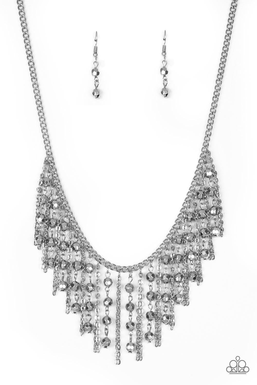 Rebel Remix Silver Fringe Necklace - Paparazzi Accessories- lightbox - CarasShop.com - Paparazzi Jewelry by Cara Jewels