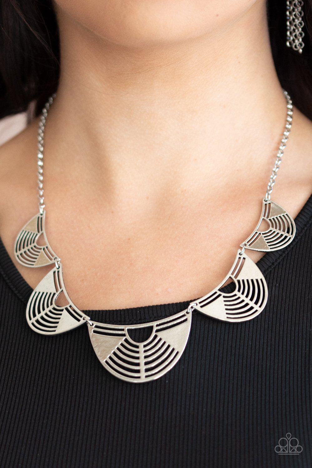 Record-Breaking Radiance Silver Necklace - Paparazzi Accessories- on model - CarasShop.com - Paparazzi Jewelry by Cara Jewels