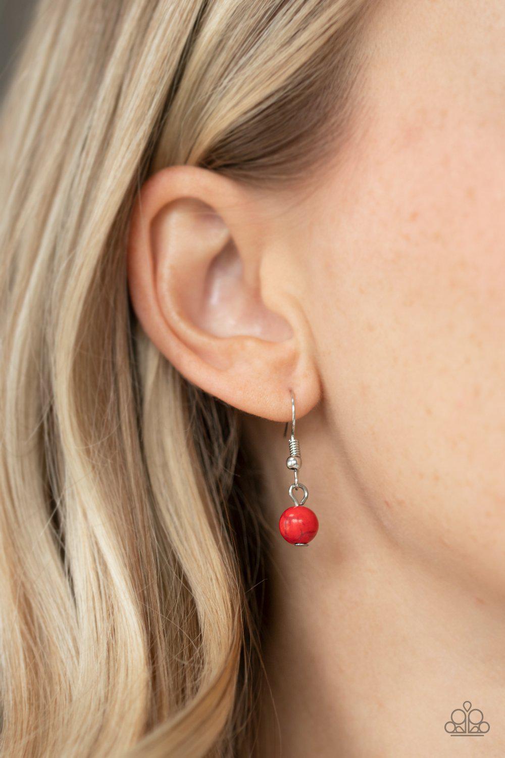 Recycled Refinement Red Stone Necklace - Paparazzi Accessories - free matching earrings -CarasShop.com - Paparazzi Jewelry by Cara Jewels
