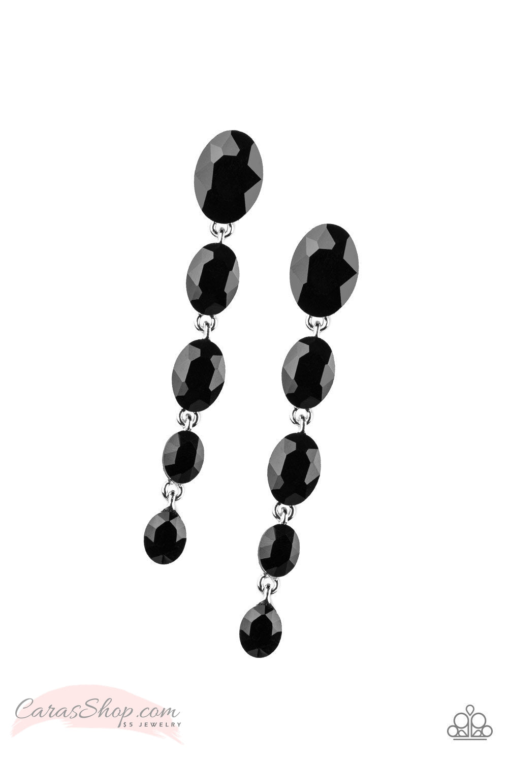 Red Carpet Radiance - Black Rhinestone Earrings - Paparazzi Accessories- lightbox - CarasShop.com - Paparazzi Jewelry by Cara Jewels