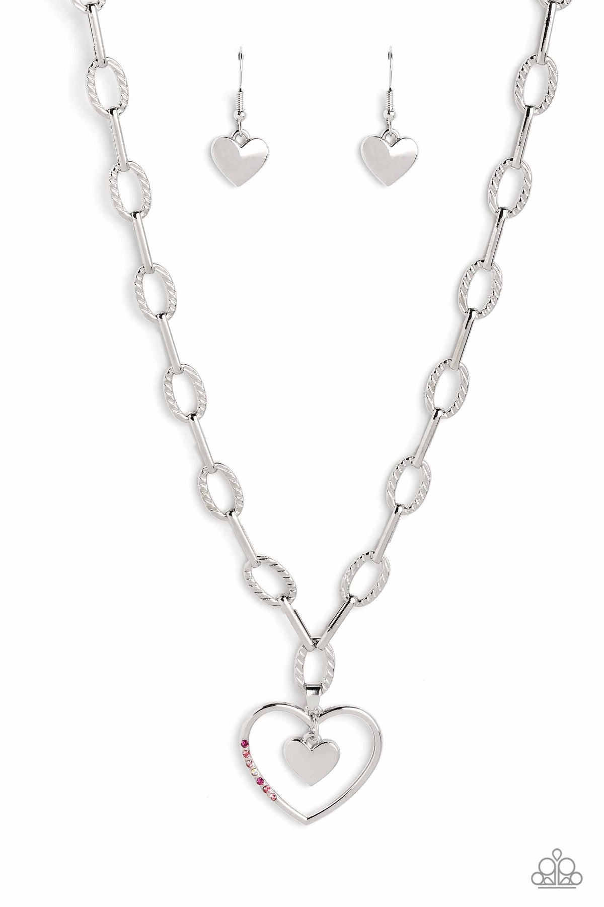 Refulgent Romance Pink Heart Necklace - Paparazzi Accessories- lightbox - CarasShop.com - Paparazzi Jewelry by Cara Jewels