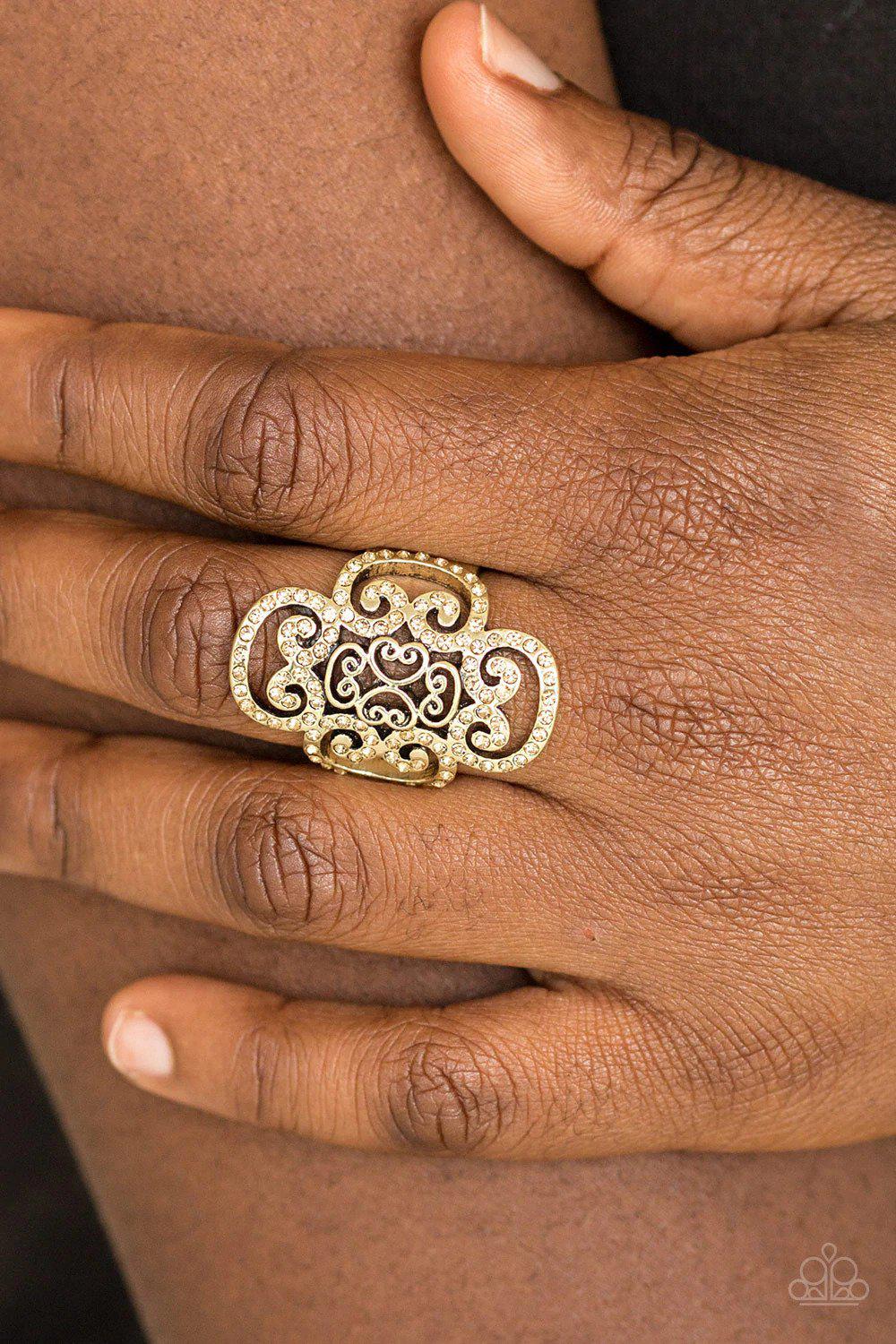 Regal Regalia Brass Ring - Paparazzi Accessories- lightbox - CarasShop.com - Paparazzi Jewelry by Cara Jewels