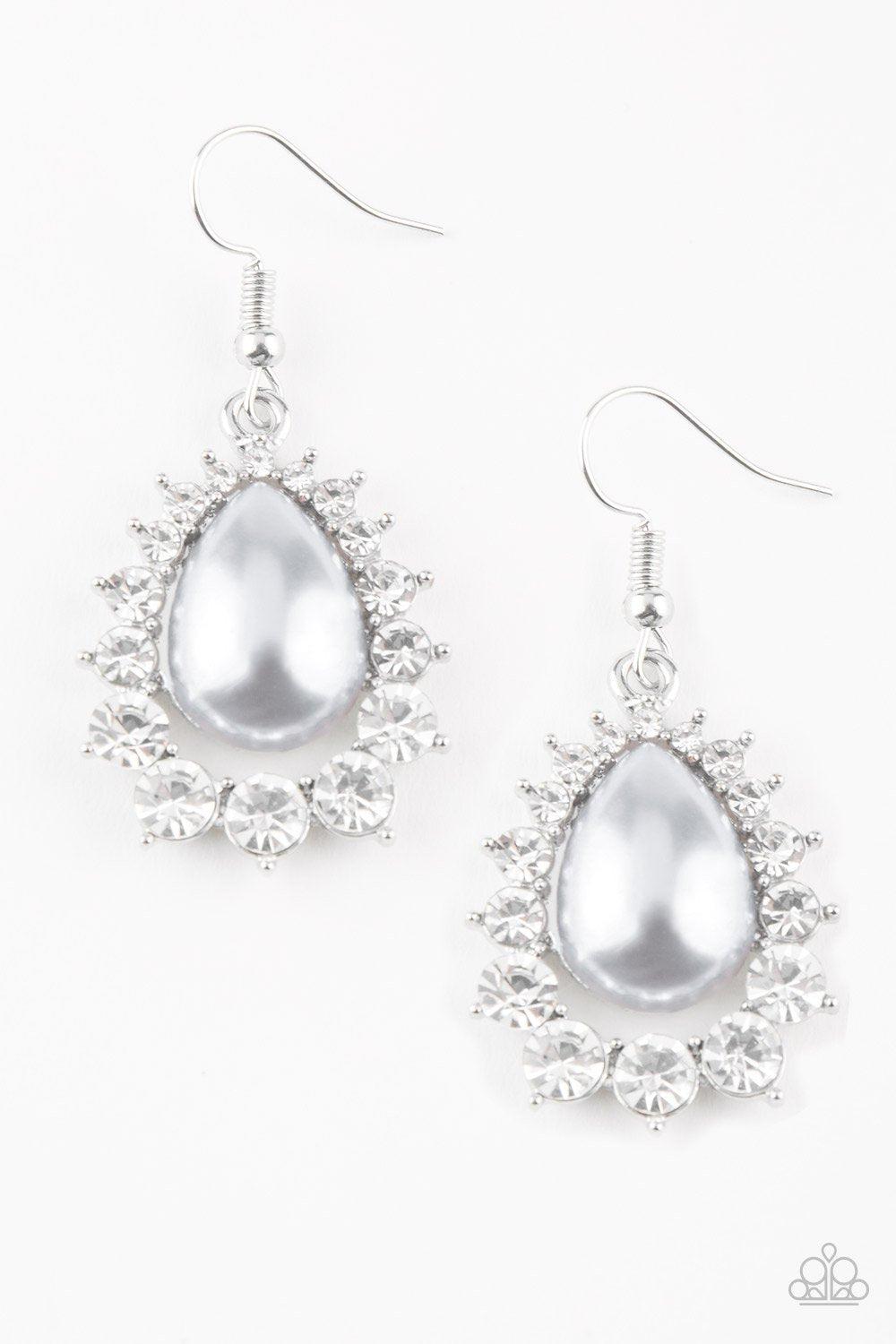 Regal Renewal Silver Pearl Earrings - Paparazzi Accessories- lightbox - CarasShop.com - Paparazzi Jewelry by Cara Jewels