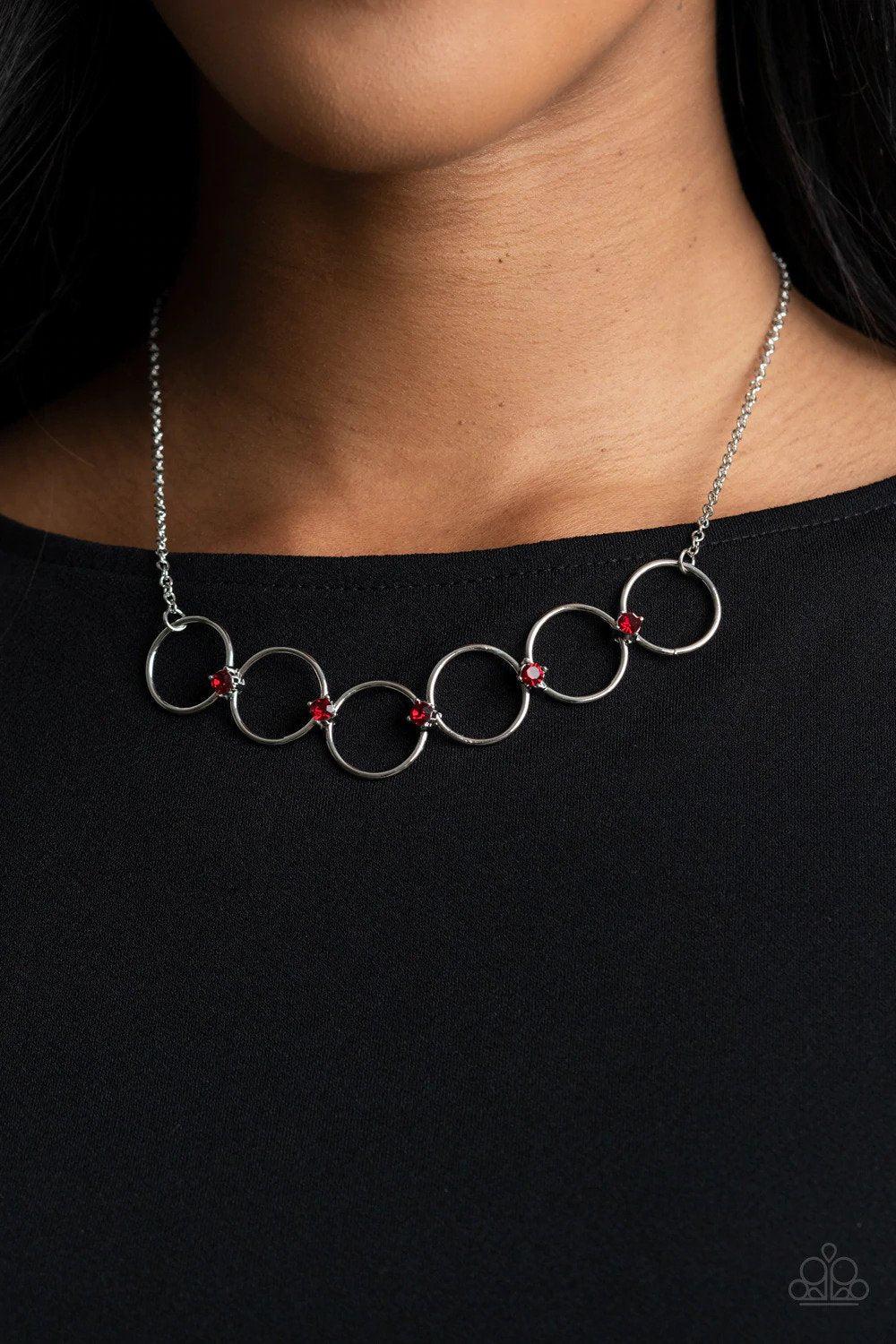 Regal Society Red Necklace - Paparazzi Accessories- on model - CarasShop.com - Paparazzi Jewelry by Cara Jewels