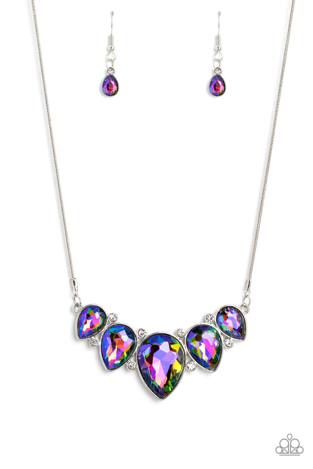 Regally Refined Multi Oil Spill Rhinestone Necklace - Paparazzi Accessories- lightbox - CarasShop.com - Paparazzi Jewelry by Cara Jewels