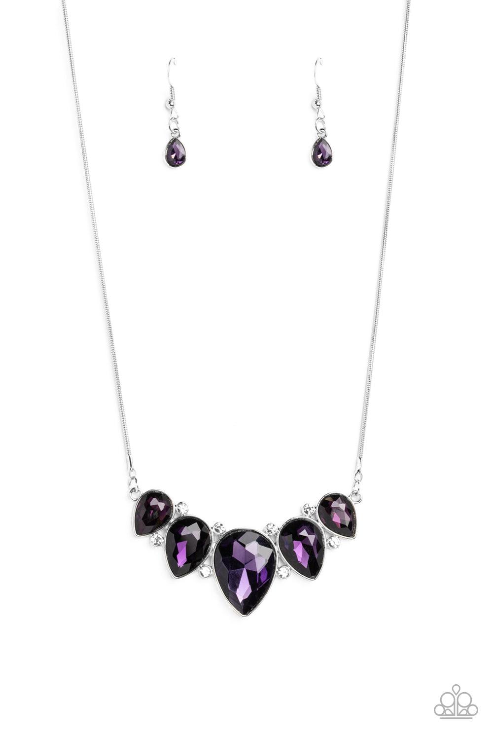 Regally Refined Purple Rhinestone Necklace - Paparazzi Accessories- lightbox - CarasShop.com - Paparazzi Jewelry by Cara Jewels