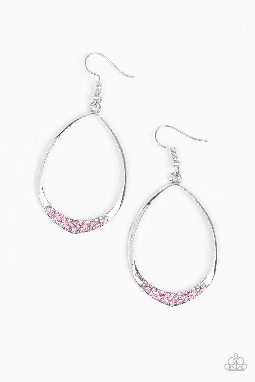 REIGN Down Pink and Silver Earrings - Paparazzi Accessories- lightbox - CarasShop.com - Paparazzi Jewelry by Cara Jewels
