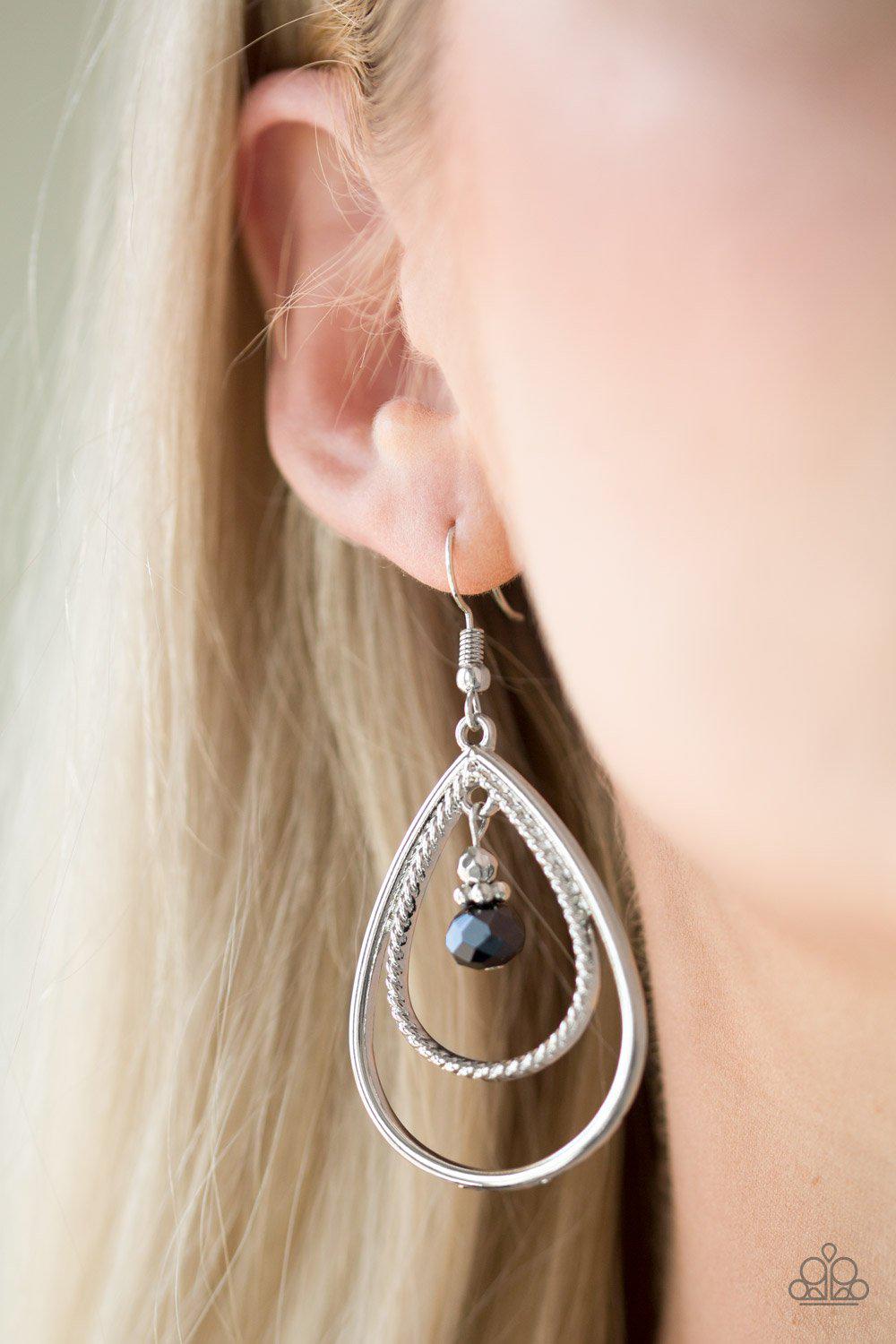 REIGN On My Parade Blue Teardrop Earrings - Paparazzi Accessories- lightbox - CarasShop.com - Paparazzi Jewelry by Cara Jewels