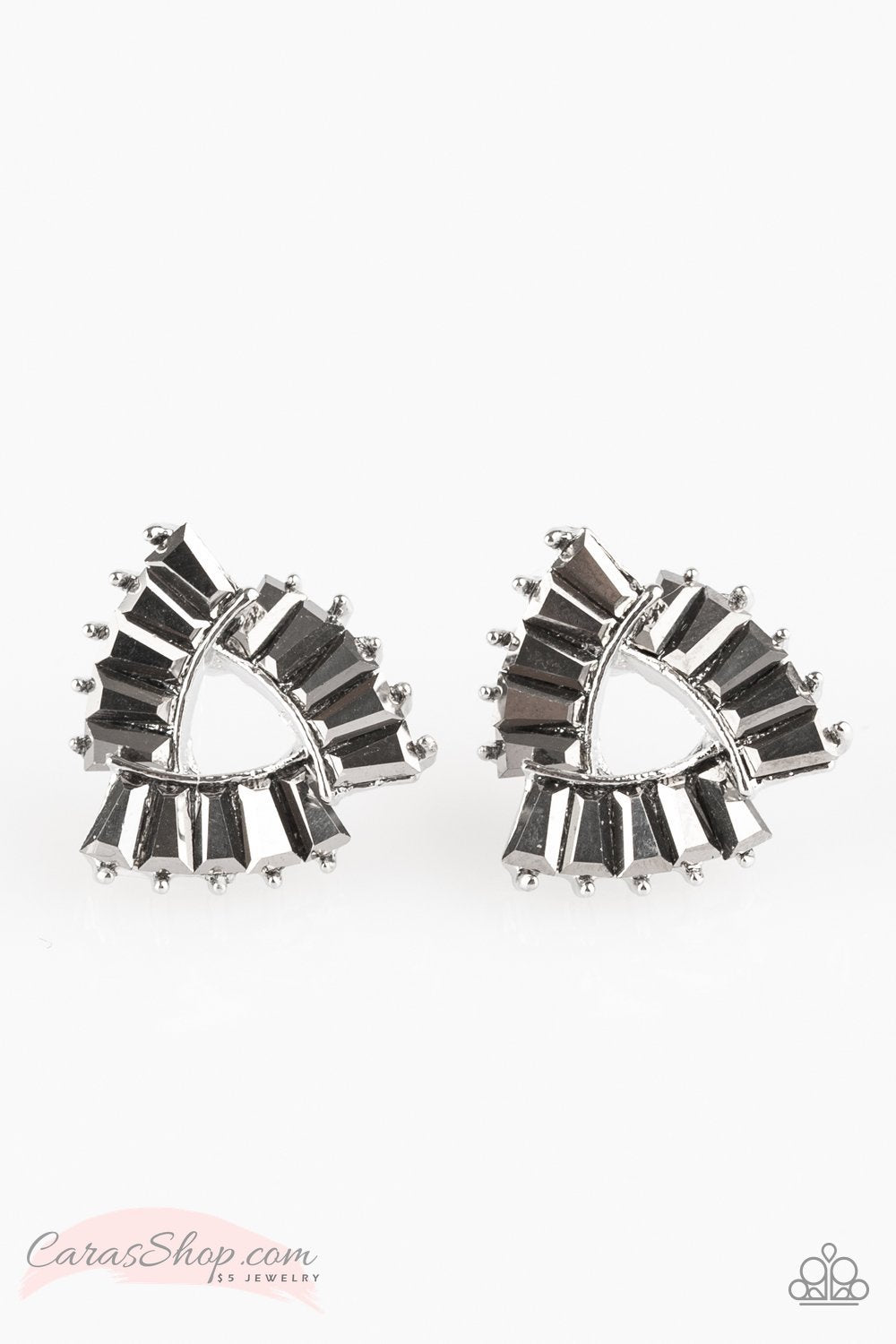 Renegade Shimmer - Silver Post Earrings - Paparazzi Accessories- lightbox - CarasShop.com - Paparazzi Jewelry by Cara Jewels